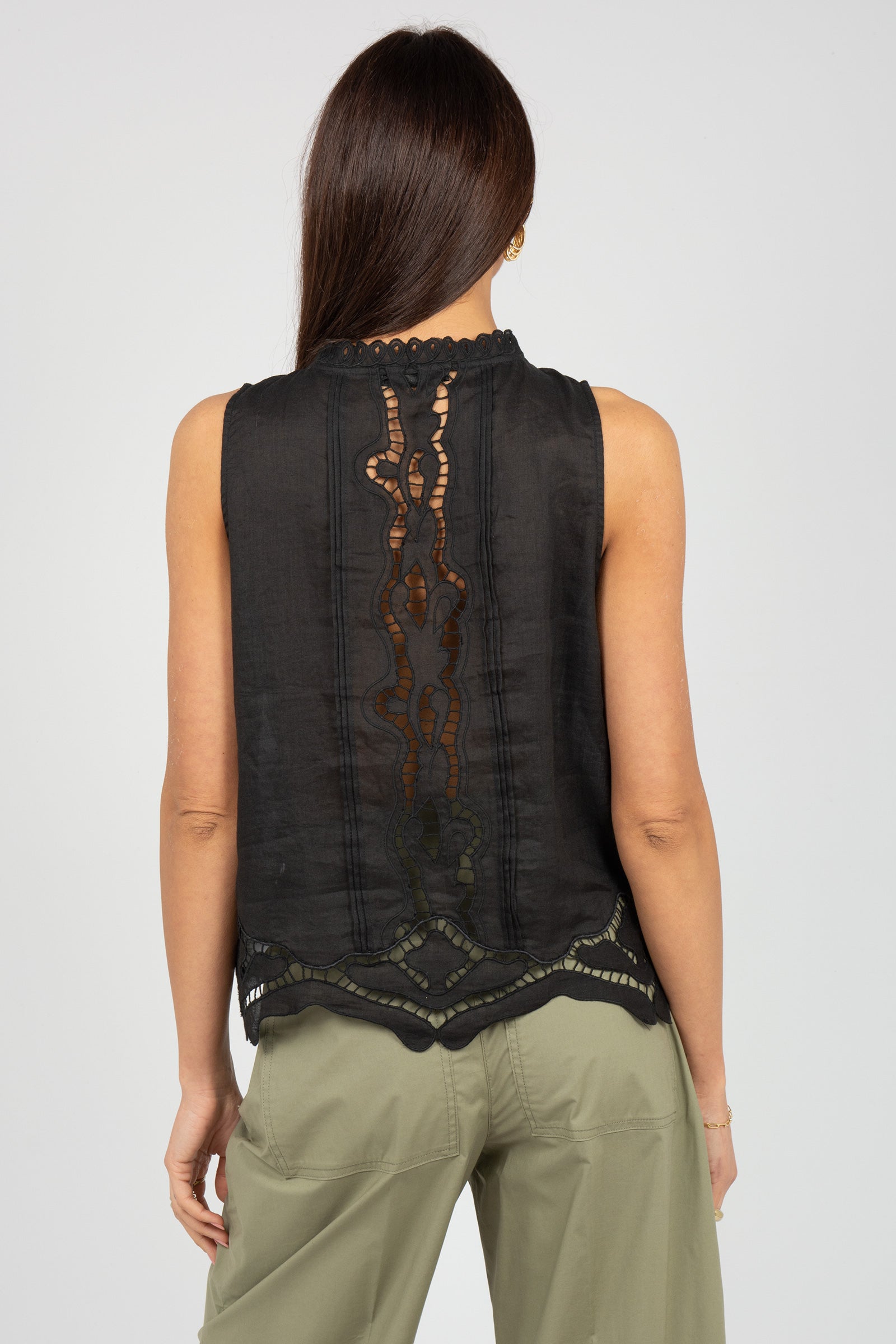 top in ramie ricamato TO019850300055 999 SEVENTY 