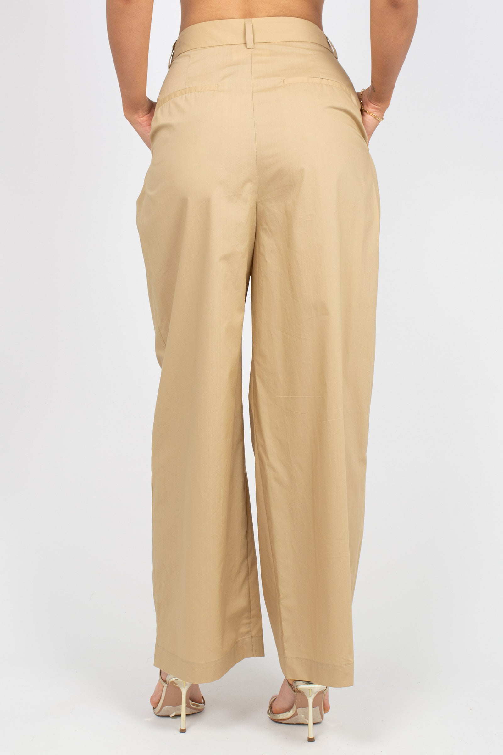 pantalone con pannello in cotone M1AB0013 BEIGE SOLOTRE 