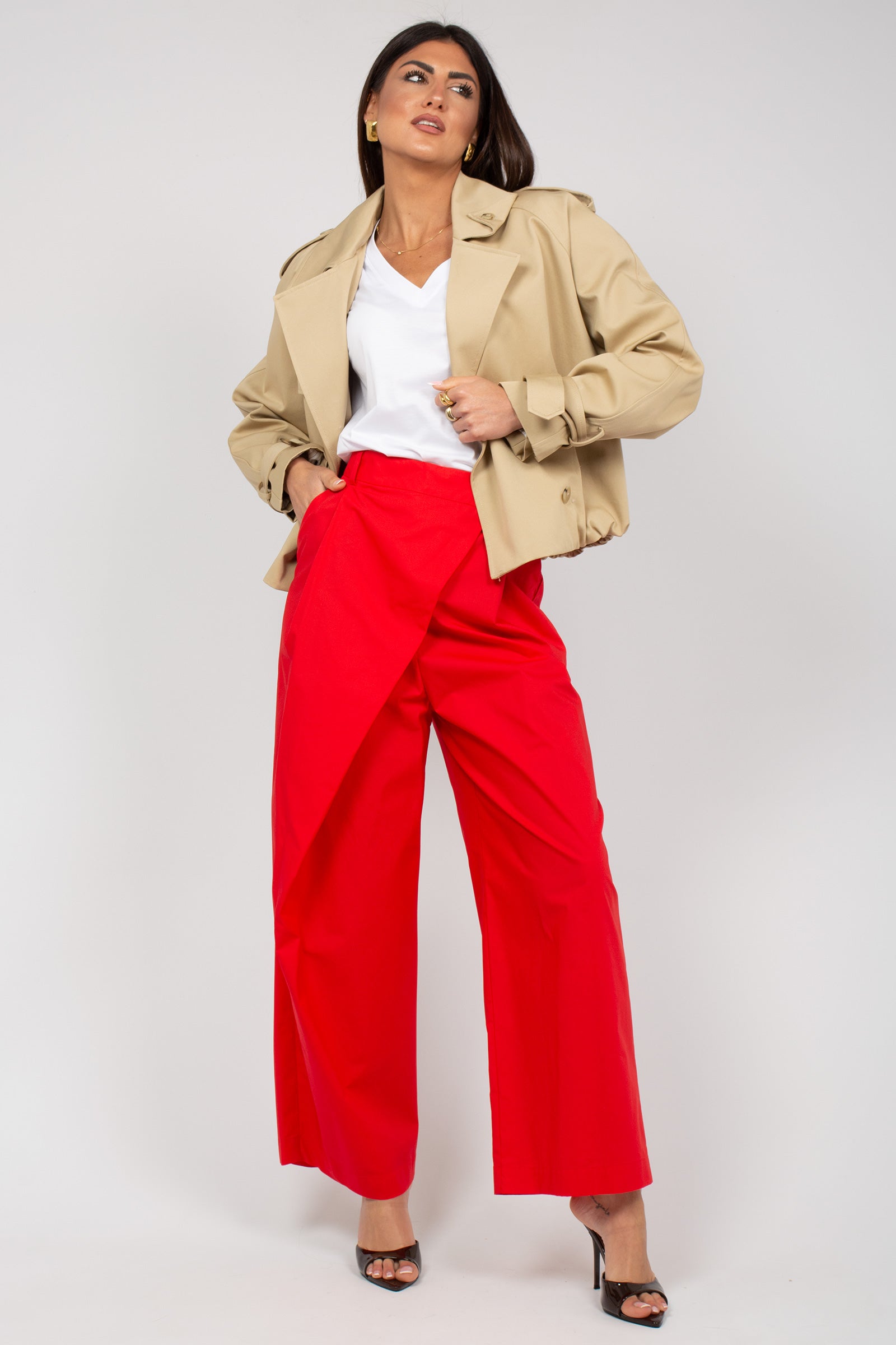 trench corto in cotone M1AB0021 BEIGE SOLOTRE 