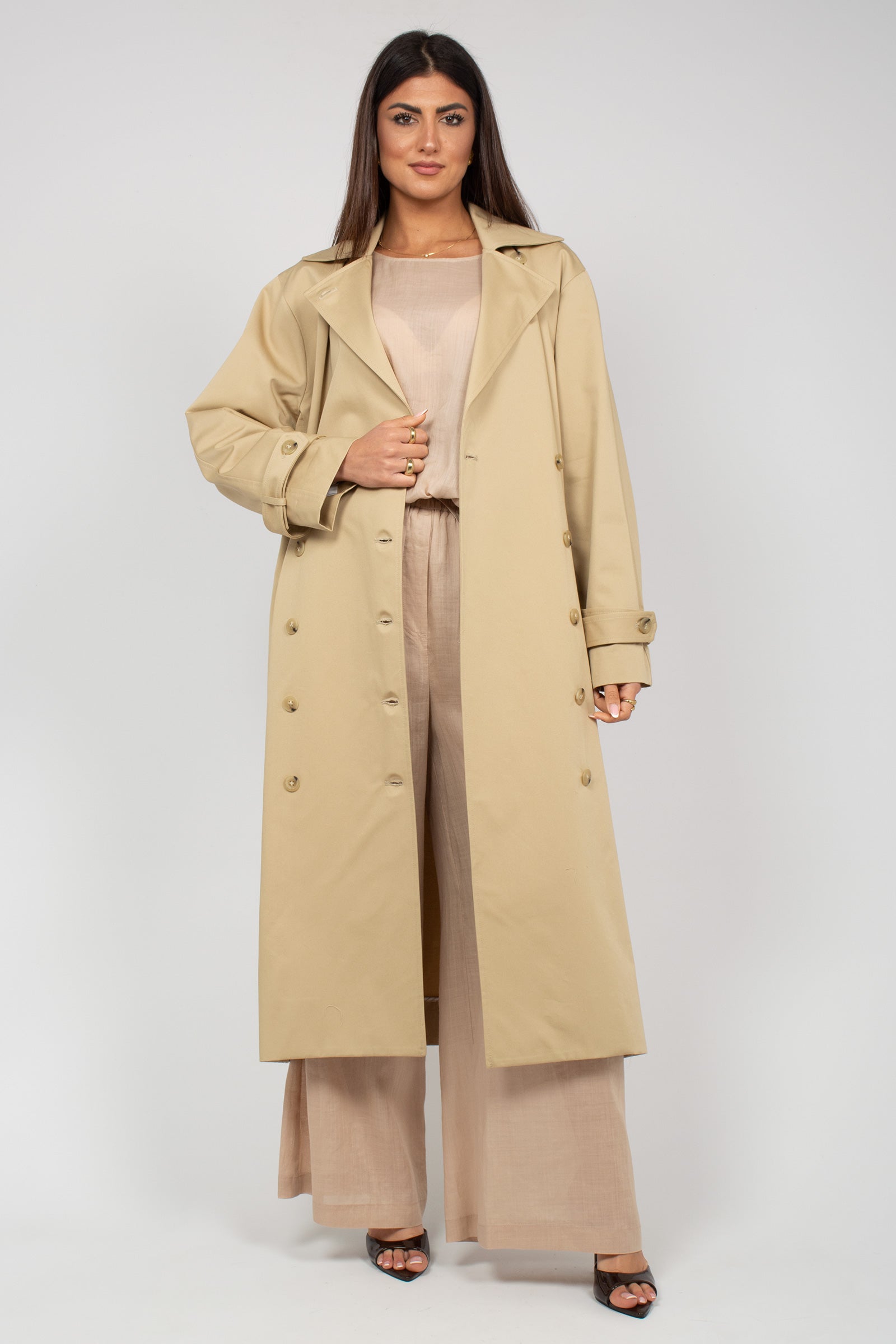 trench oversize in cotone M1AB0022 BEIGE SOLOTRE 