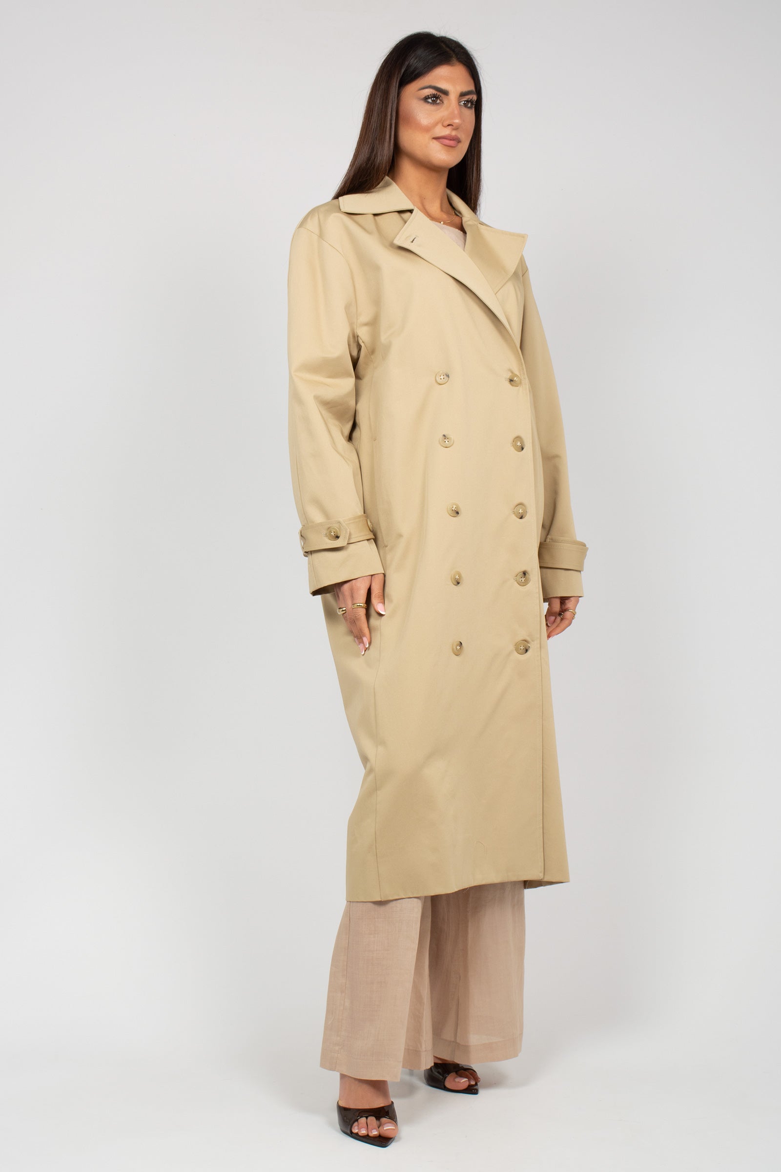 trench oversize in cotone M1AB0022 BEIGE SOLOTRE 