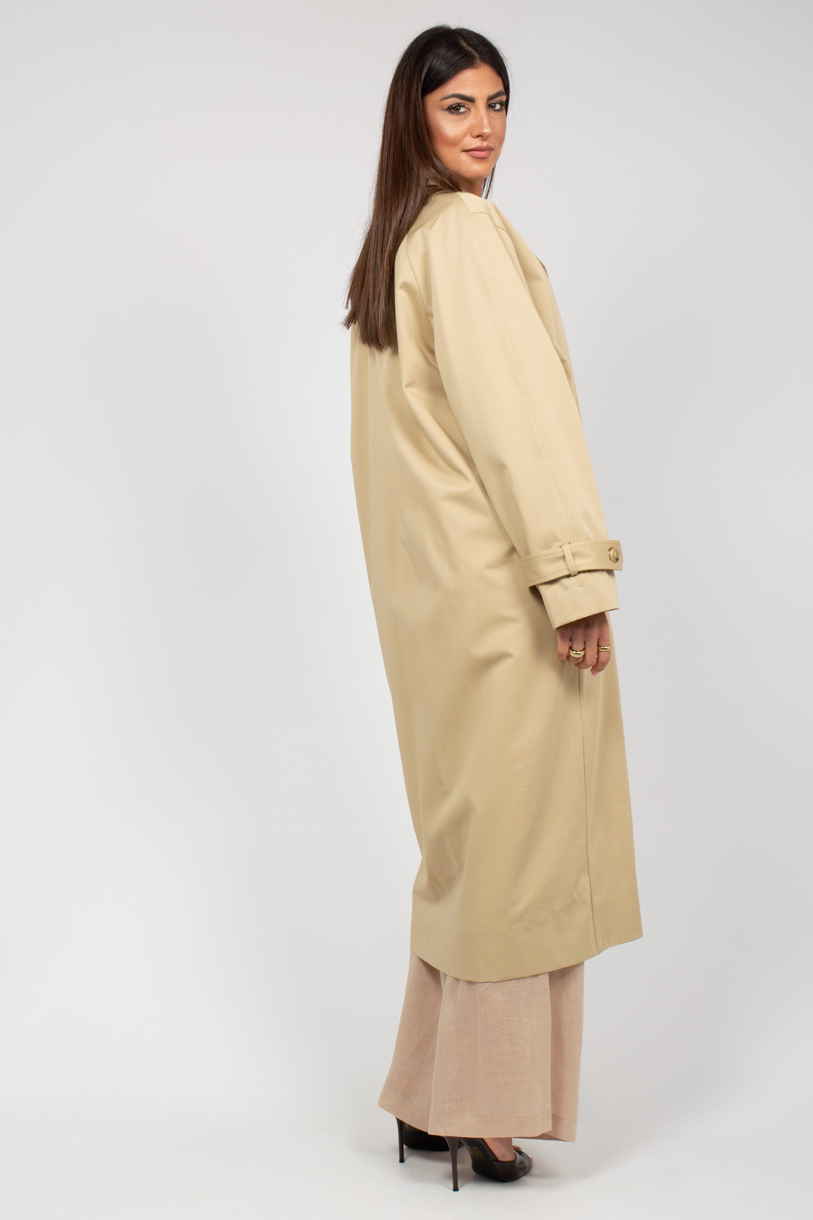 trench oversize in cotone M1AB0022 BEIGE SOLOTRE 