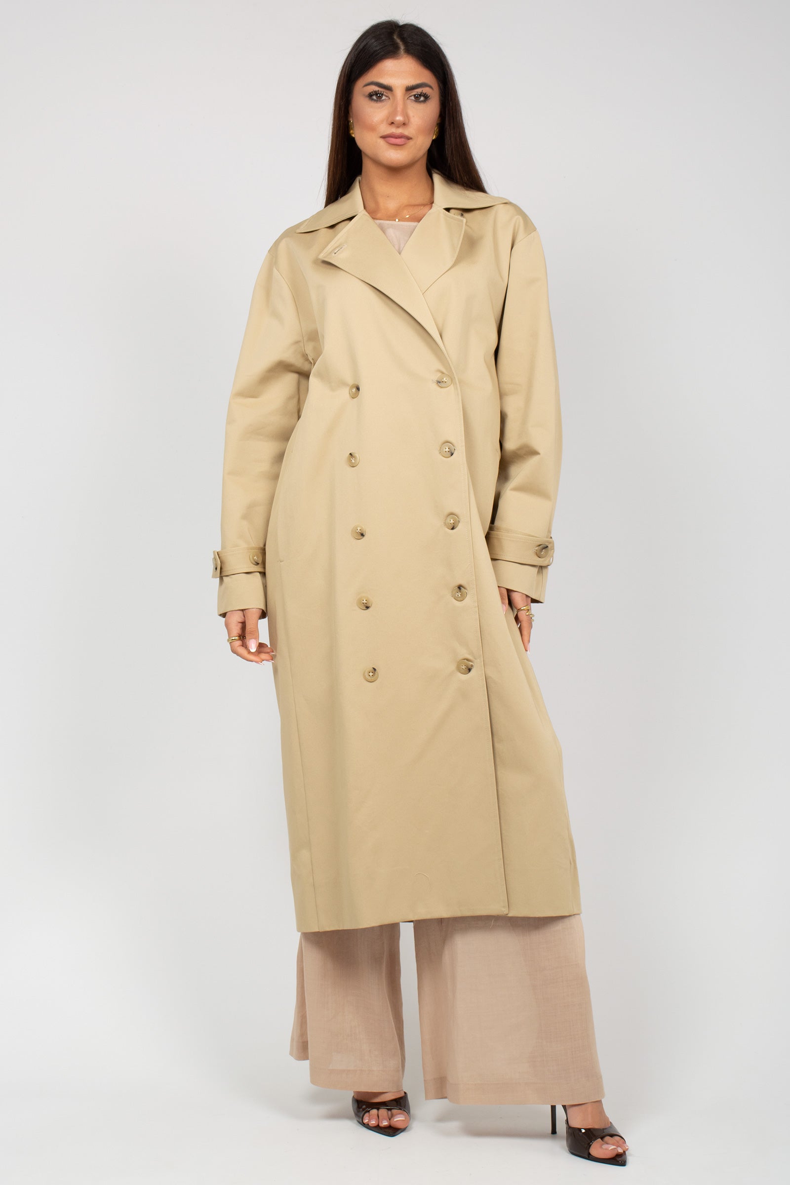 trench oversize in cotone M1AB0022 BEIGE SOLOTRE 