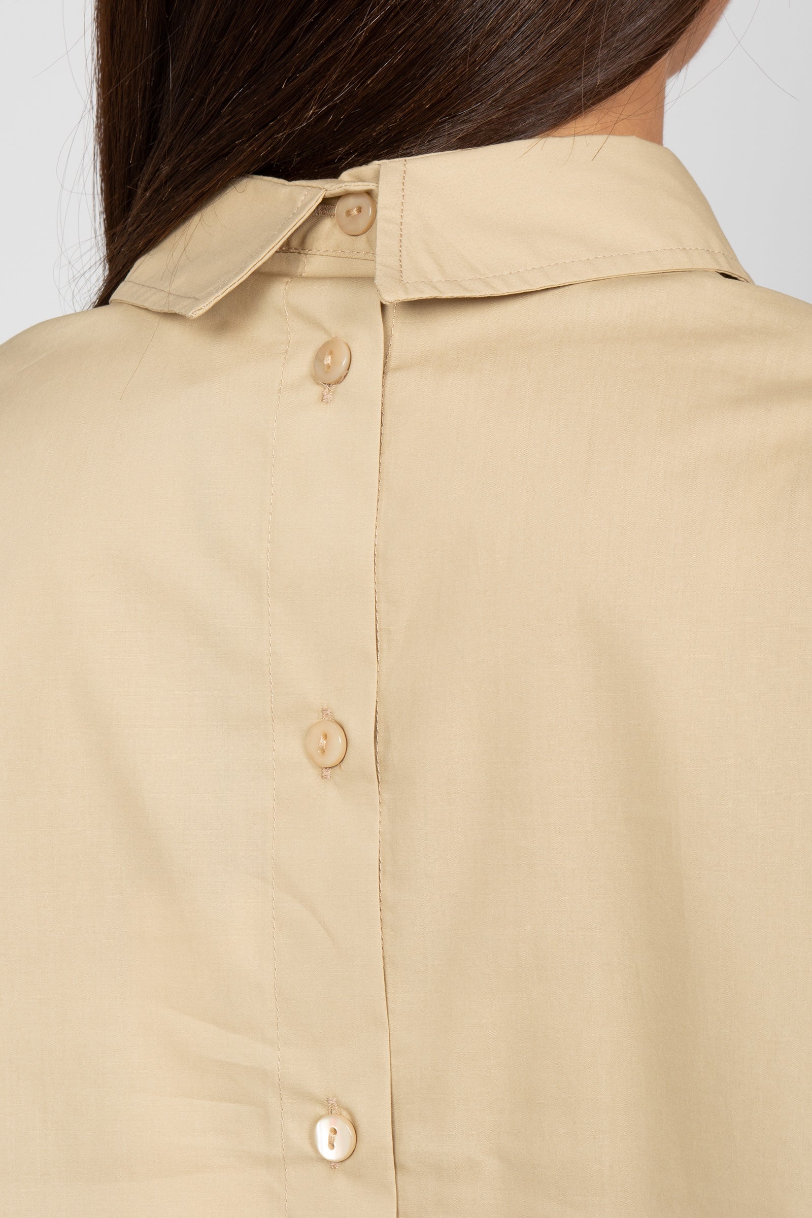 camicia oversize con bottoni sul retro M1AB0052 BEIGE SOLOTRE 