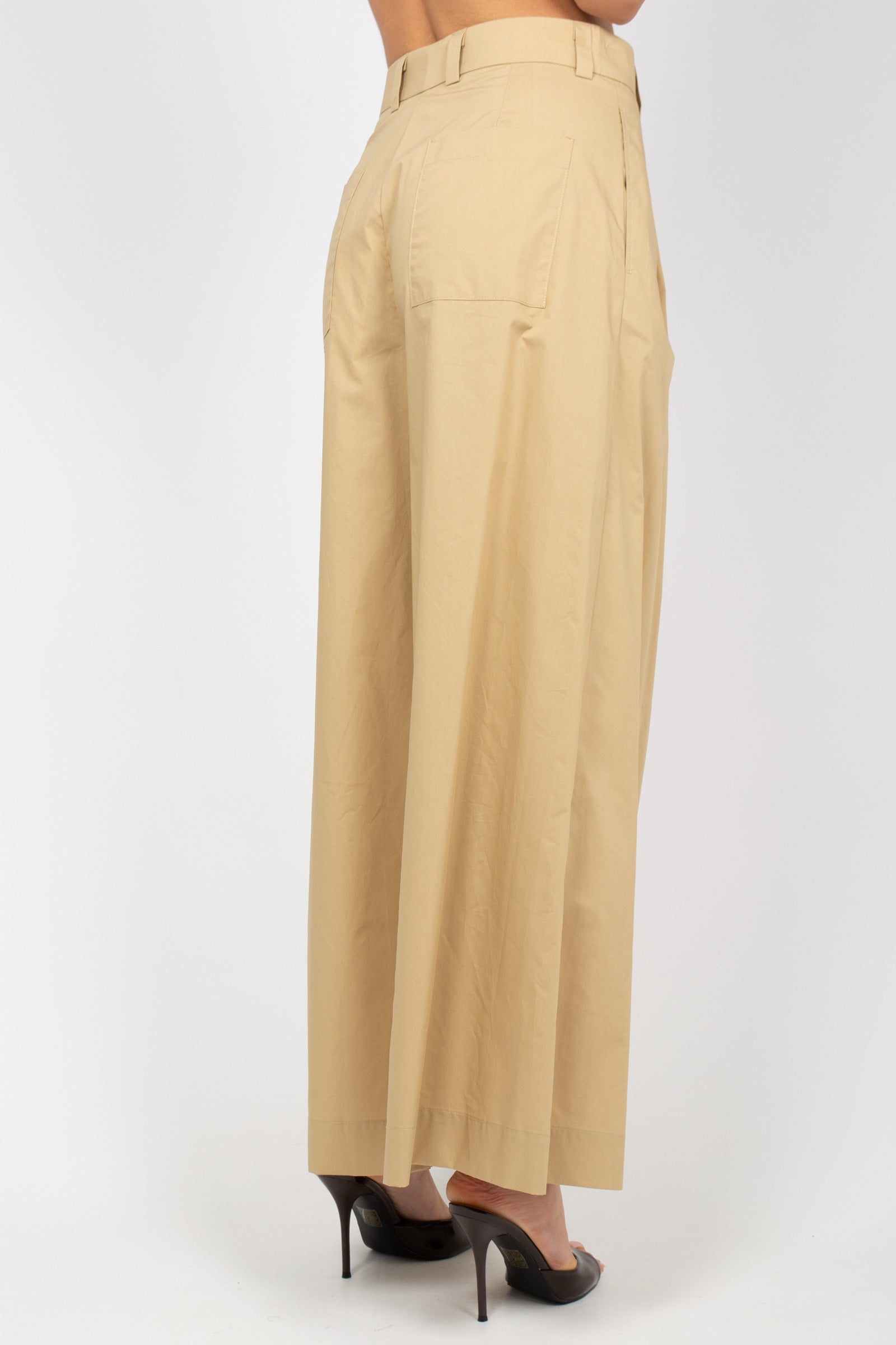 pantalone in popeline di cotone M1AB0084 BEIGE SOLOTRE 