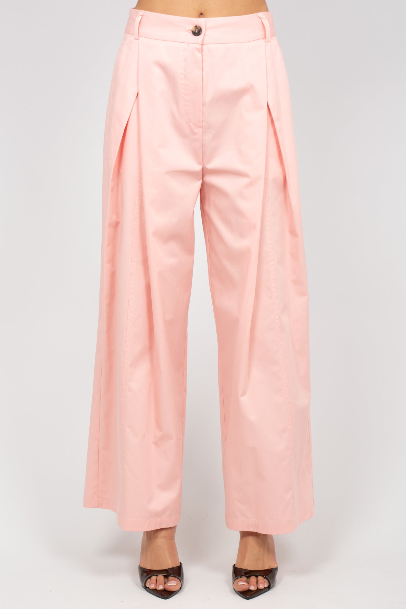 pantalone in popeline di cotone M1AB0085 PINK SOLOTRE 
