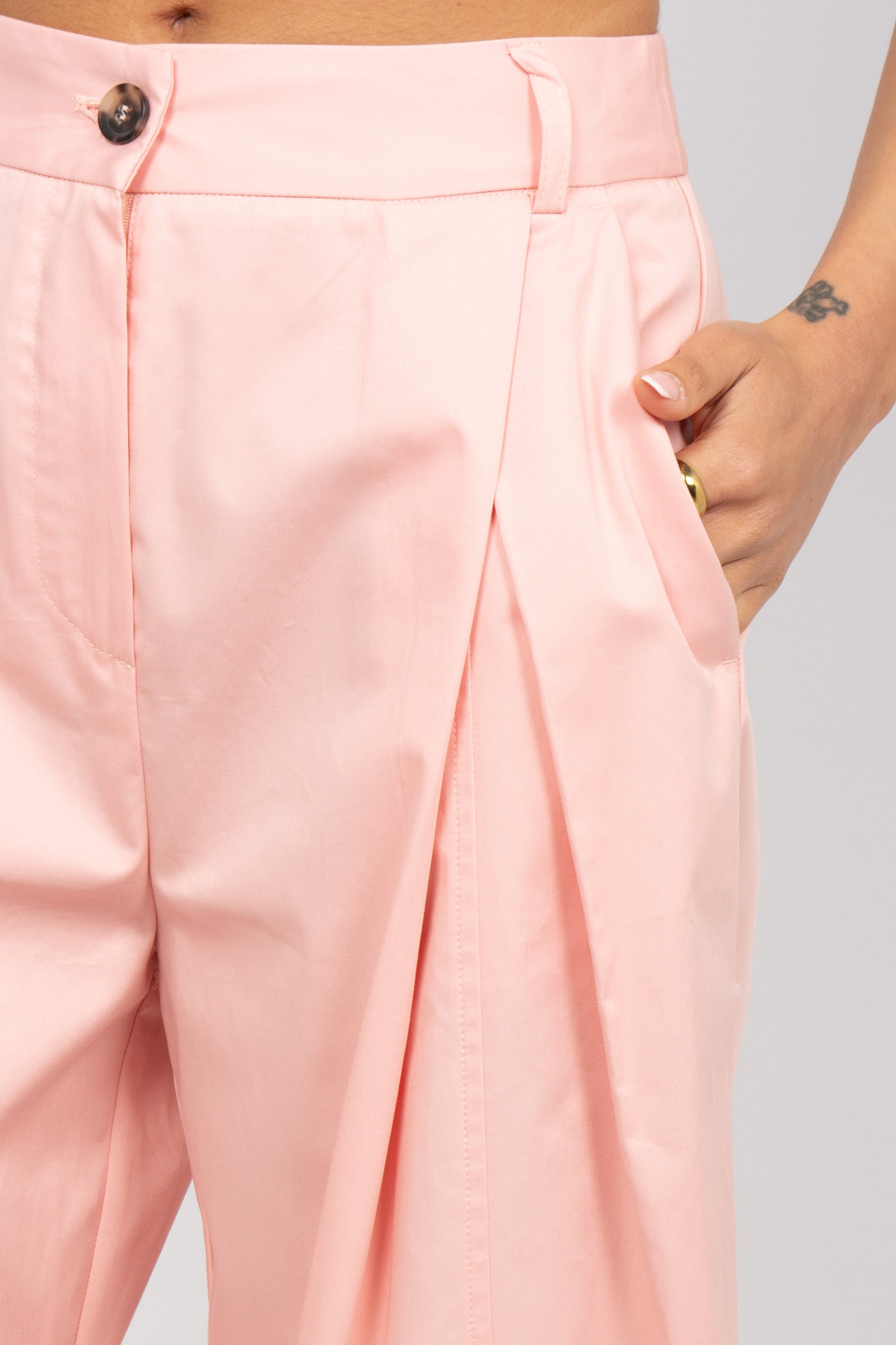pantalone in popeline di cotone M1AB0085 PINK SOLOTRE 