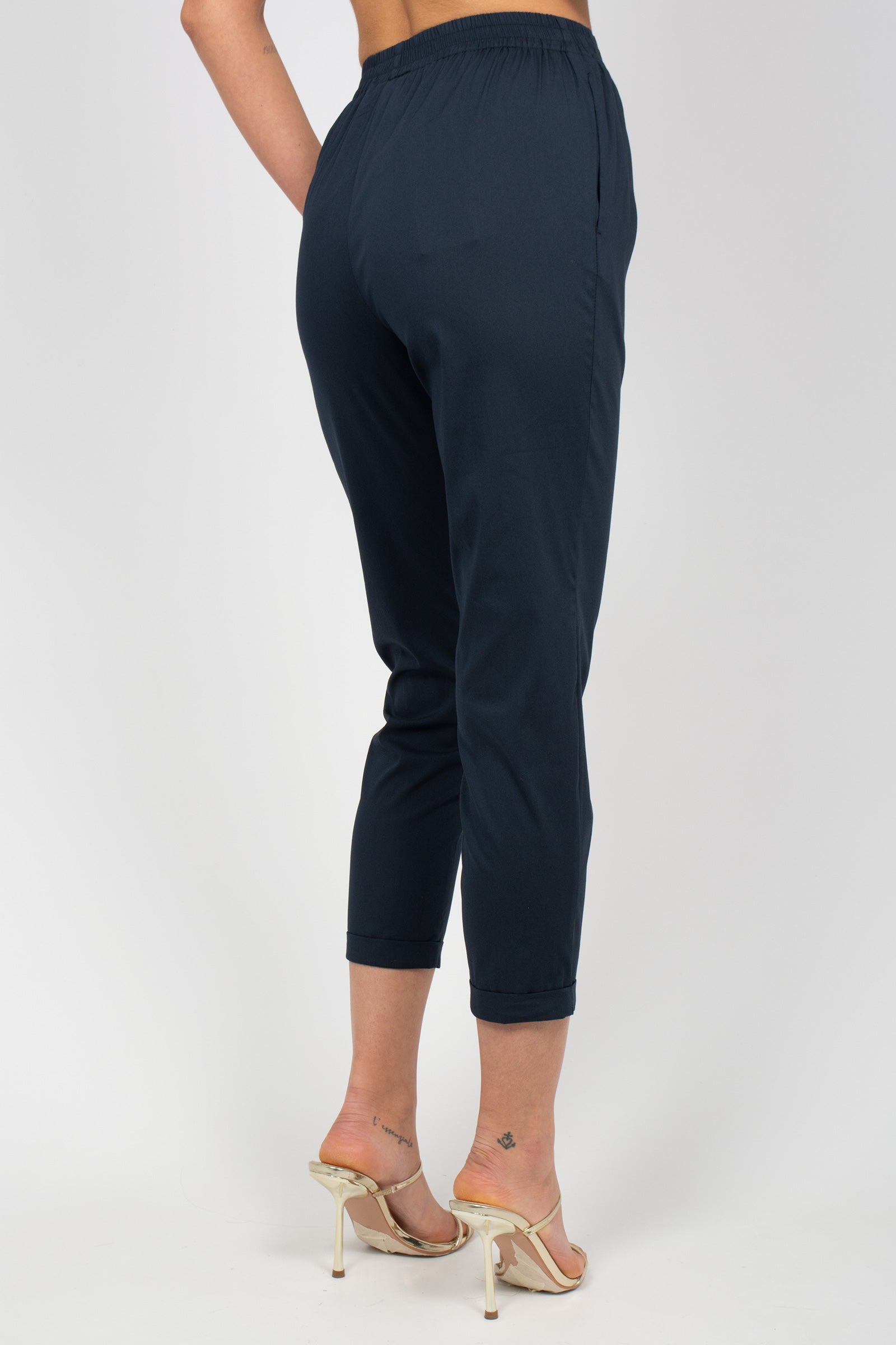 jogger in popeline di cotone M1AB0087 BLUE SOLOTRE 