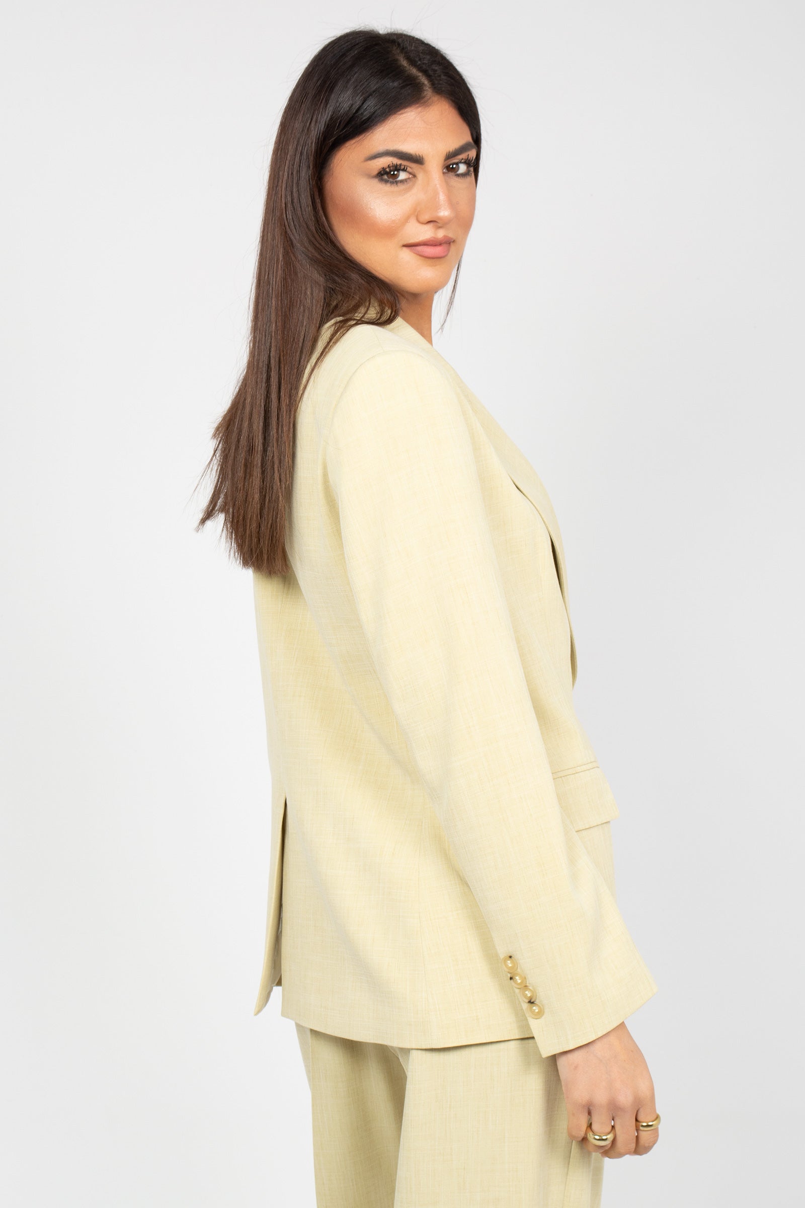 giacca monopetto con spille M1AB0089 YELLOW SOLOTRE 