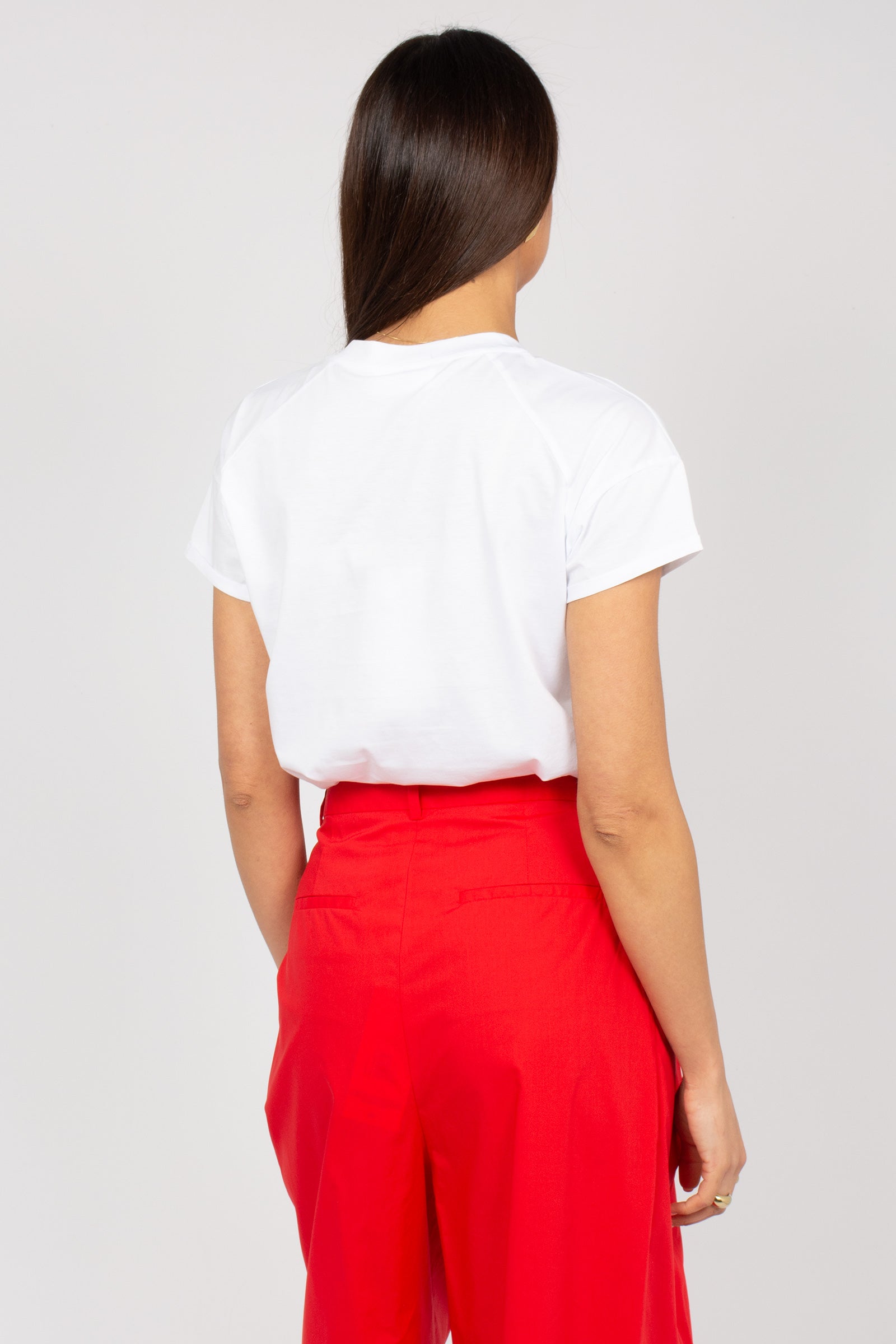 t-shirt scollo v in cotone M1AB0191 BIANCO SOLOTRE 