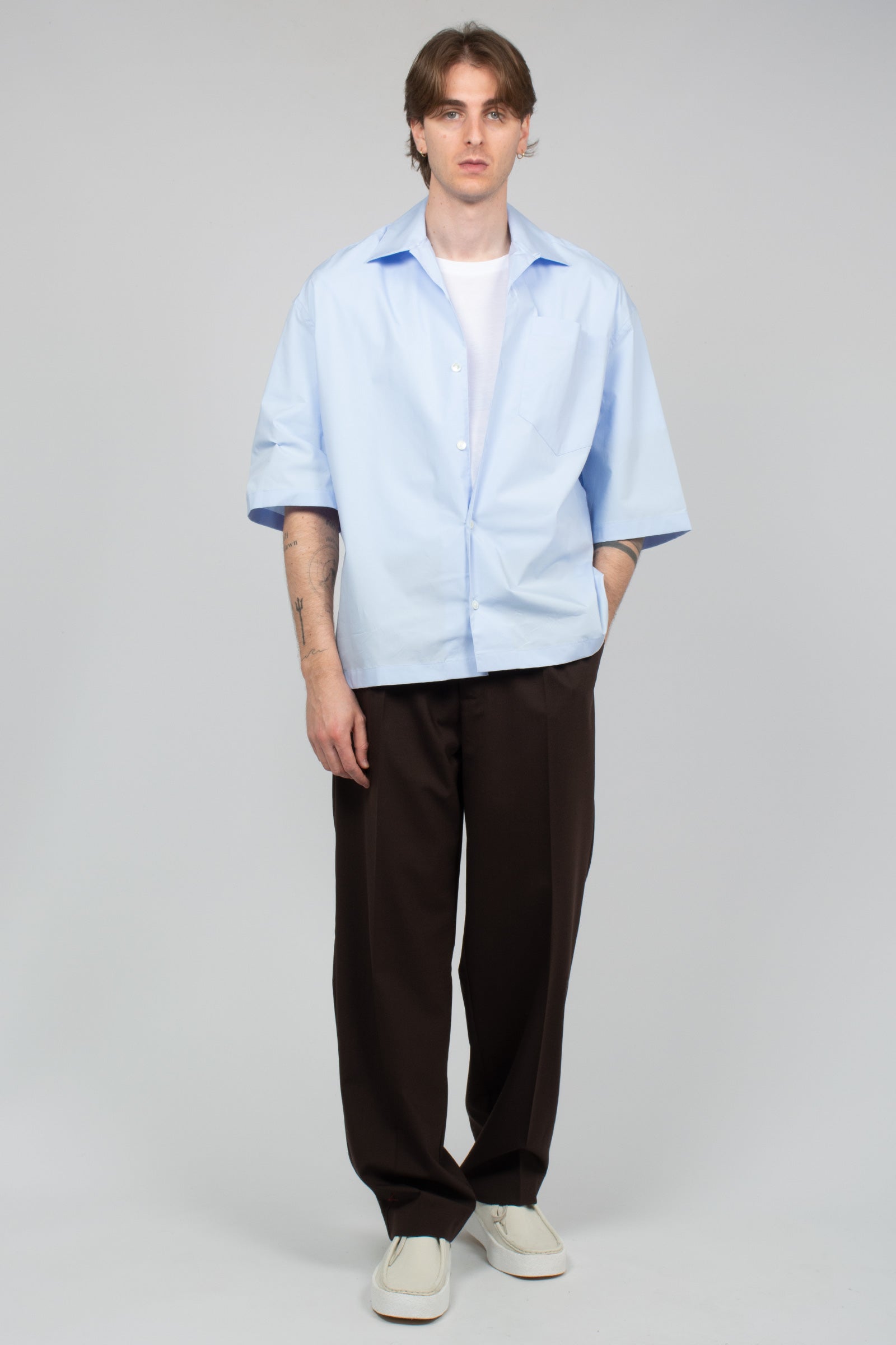 camicia collo bowling in popeline 850384 LIGHTBLUE STUDIO SEIDENSTICKER 