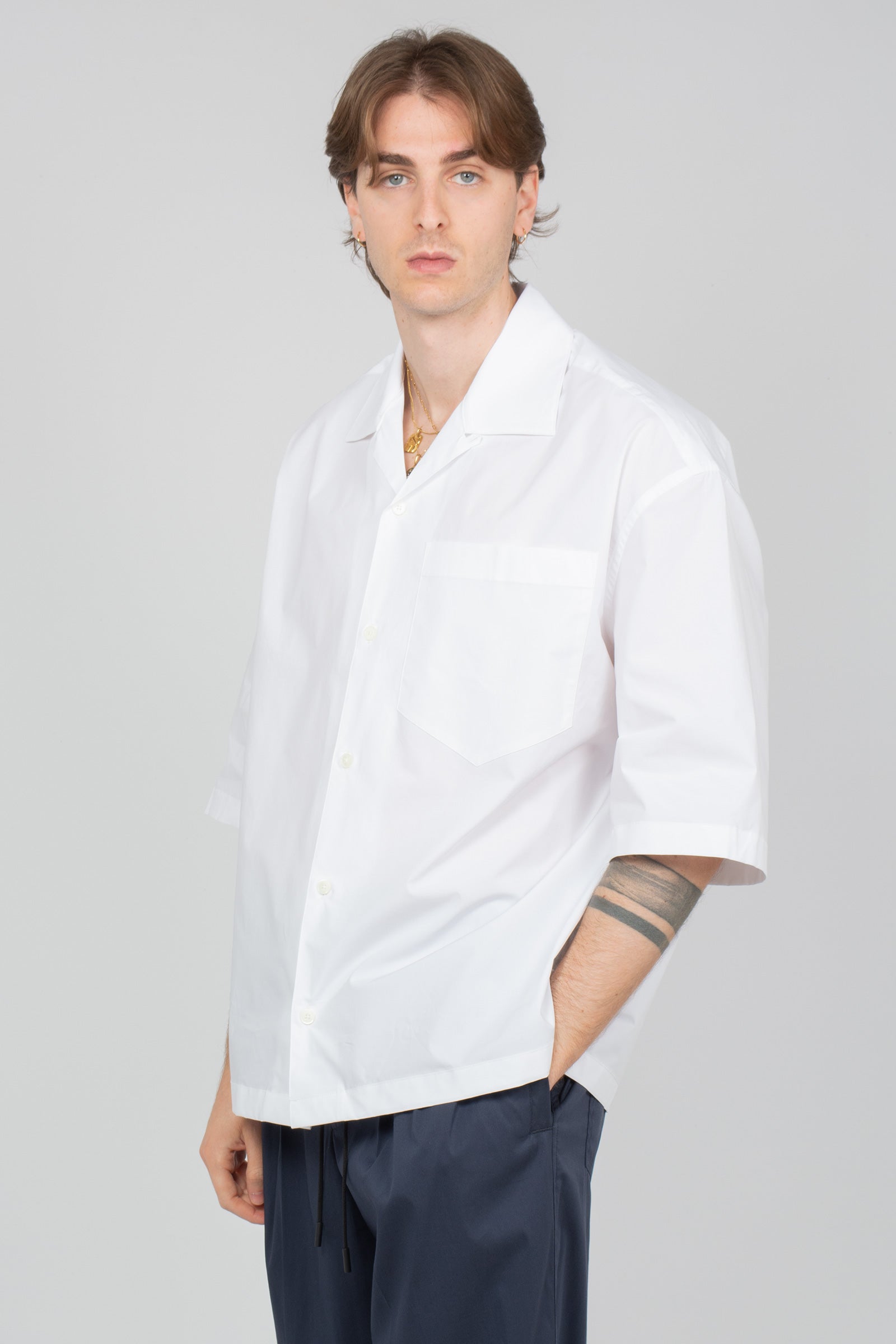 camicia collo bowling in popeline 850384 WHITE STUDIO SEIDENSTICKER 