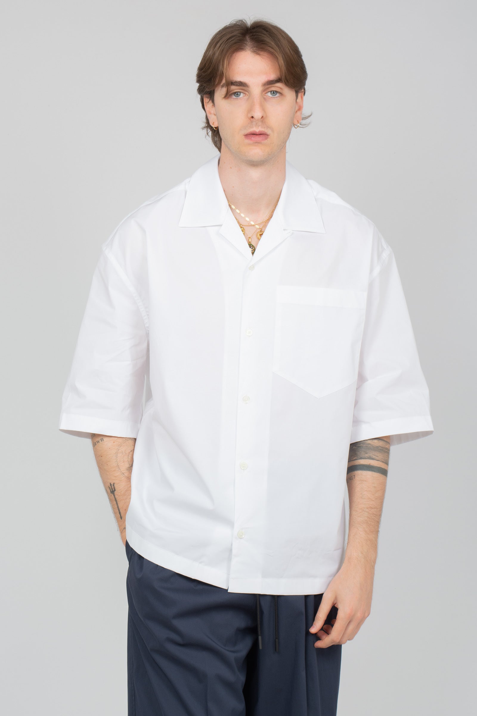 camicia collo bowling in popeline 850384 WHITE STUDIO SEIDENSTICKER 