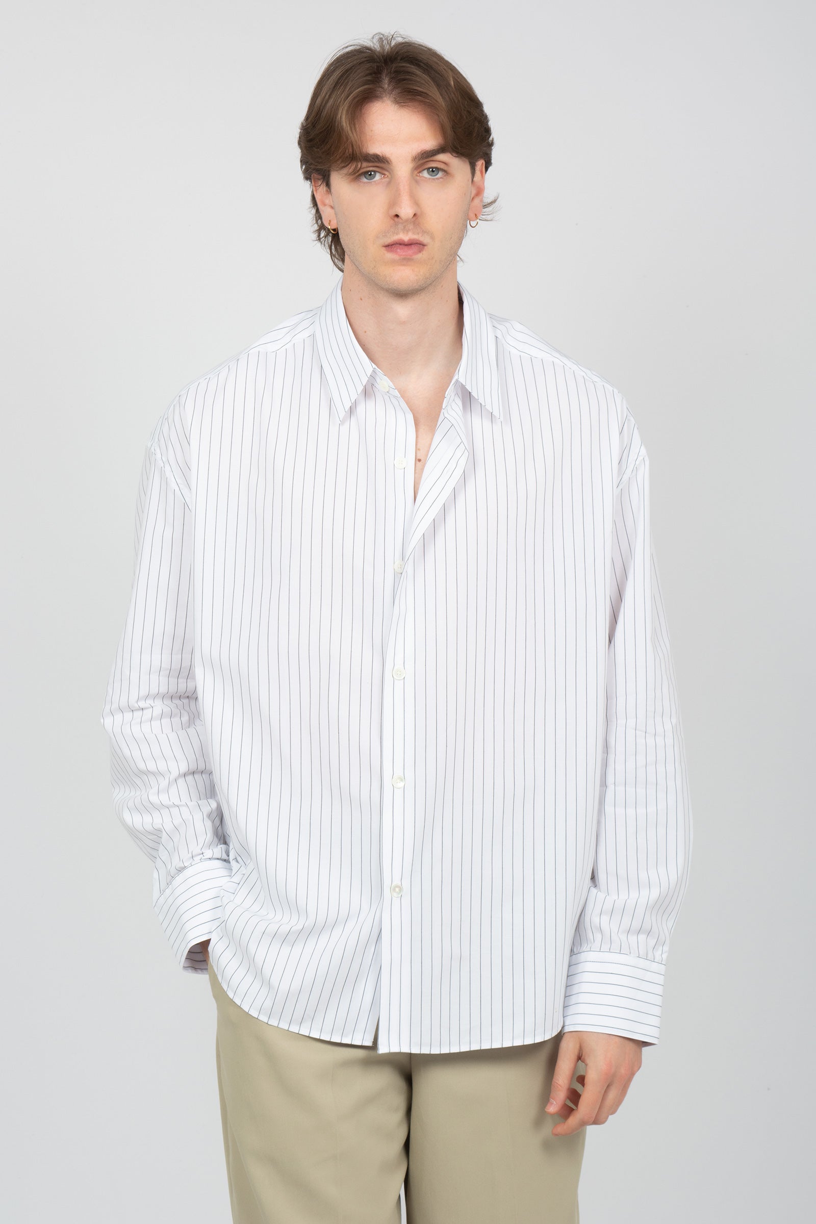 camiia oversize in cotone a righe 850386 WHITE STUDIO SEIDENSTICKER 