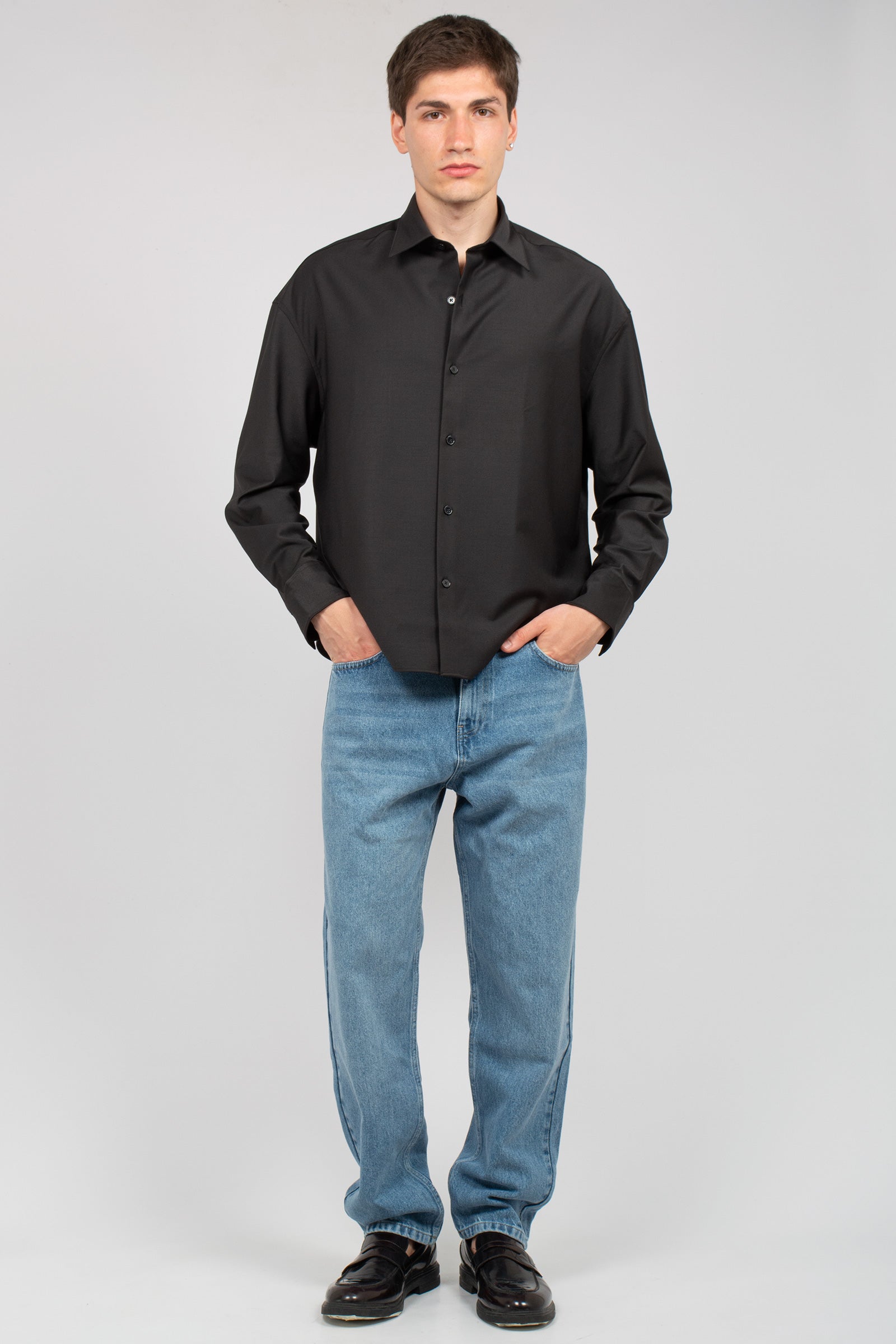 camicia oversize in misto lana 850400 BLACK STUDIO SEIDENSTICKER 