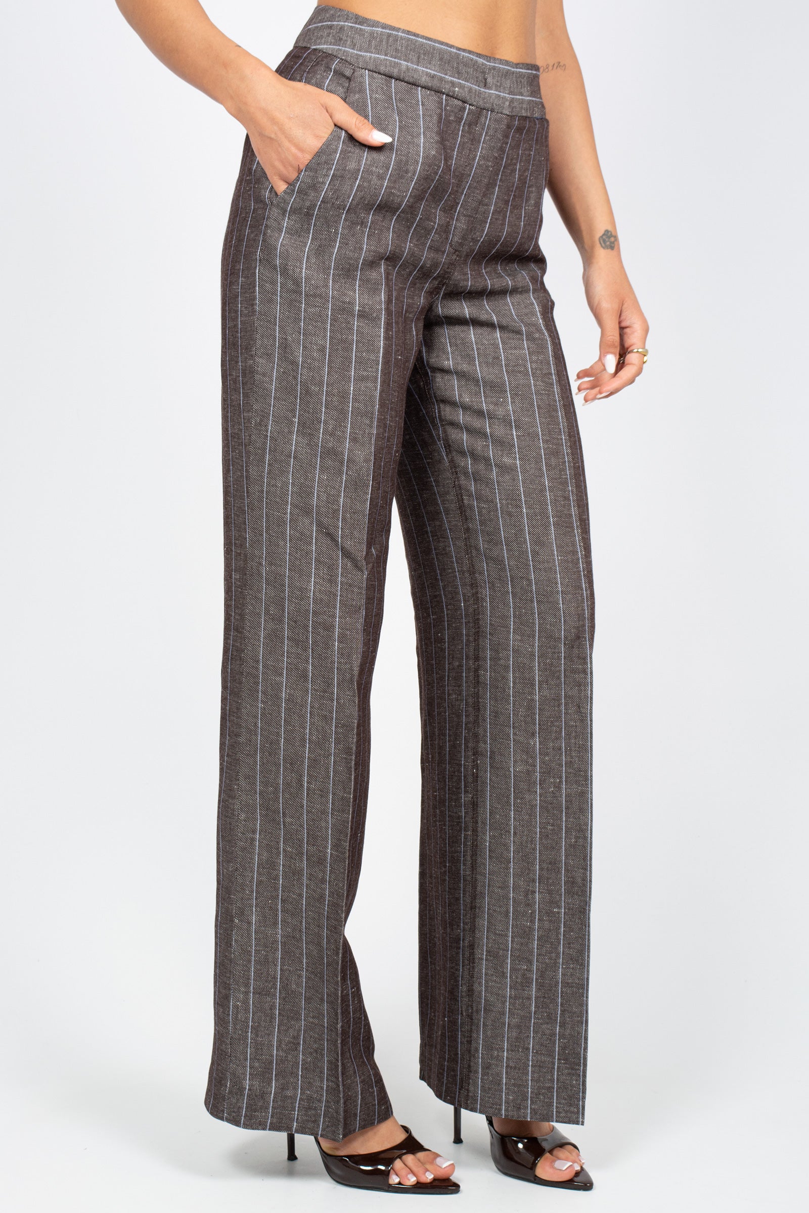 pantalone in lino e viscosa P26M976MF CACAODENIM VIA MASINI 80 