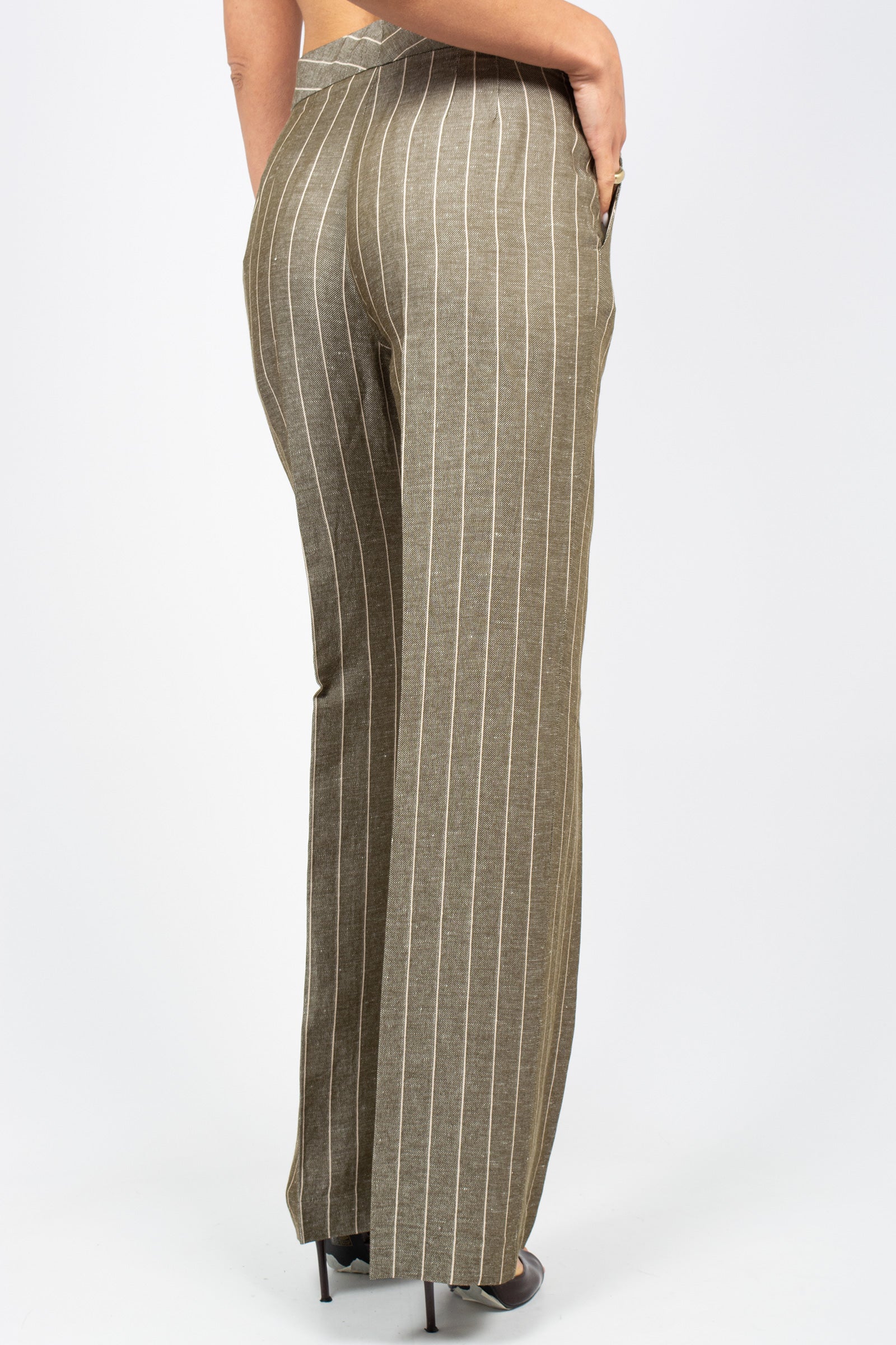 pantalone in lino e viscosa P26M976MF KAKISABBIA VIA MASINI 80 