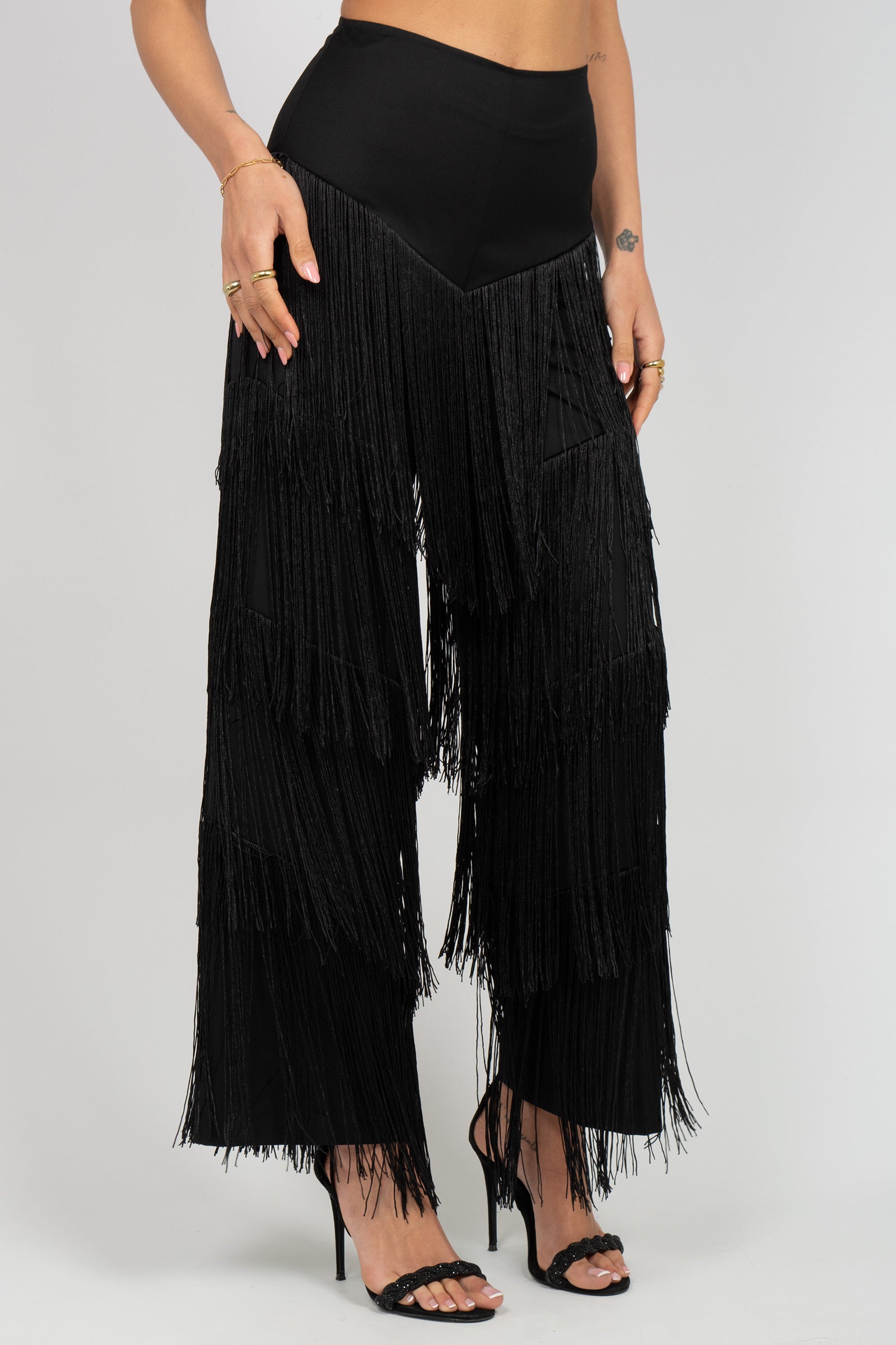 pantalone in cotone con frange S26PL03 B153 WEILI ZHENG 