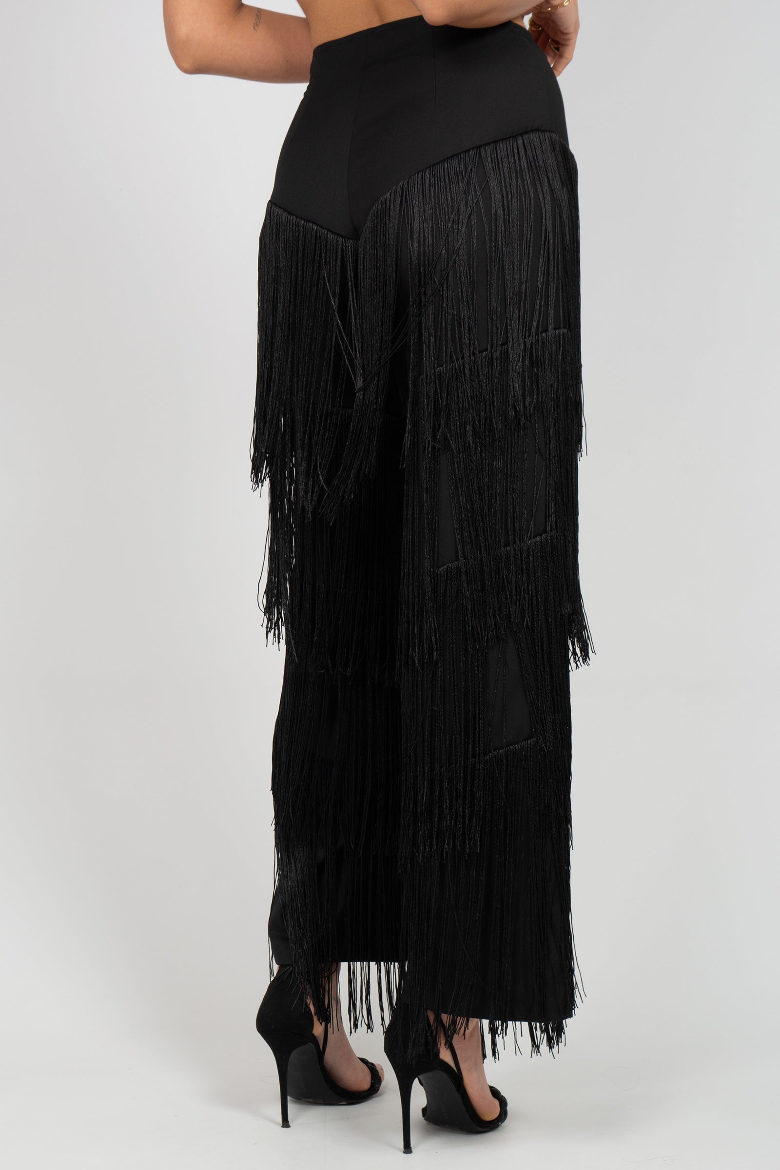 pantalone in cotone con frange S26PL03 B153 WEILI ZHENG 