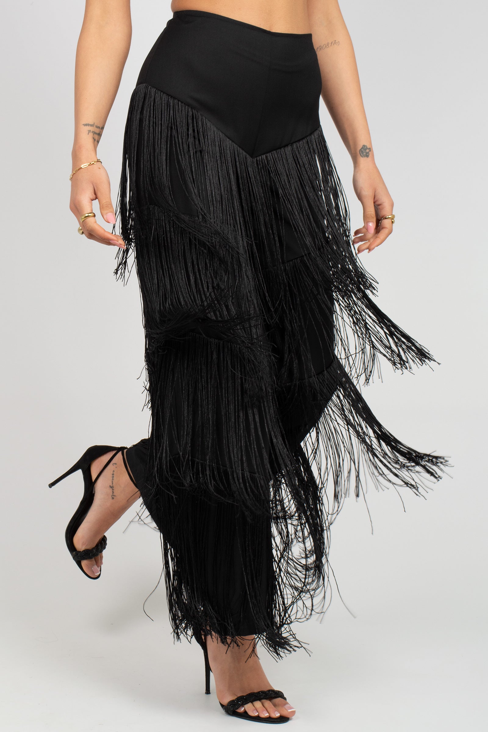 pantalone in cotone con frange S26PL03 B153 WEILI ZHENG 