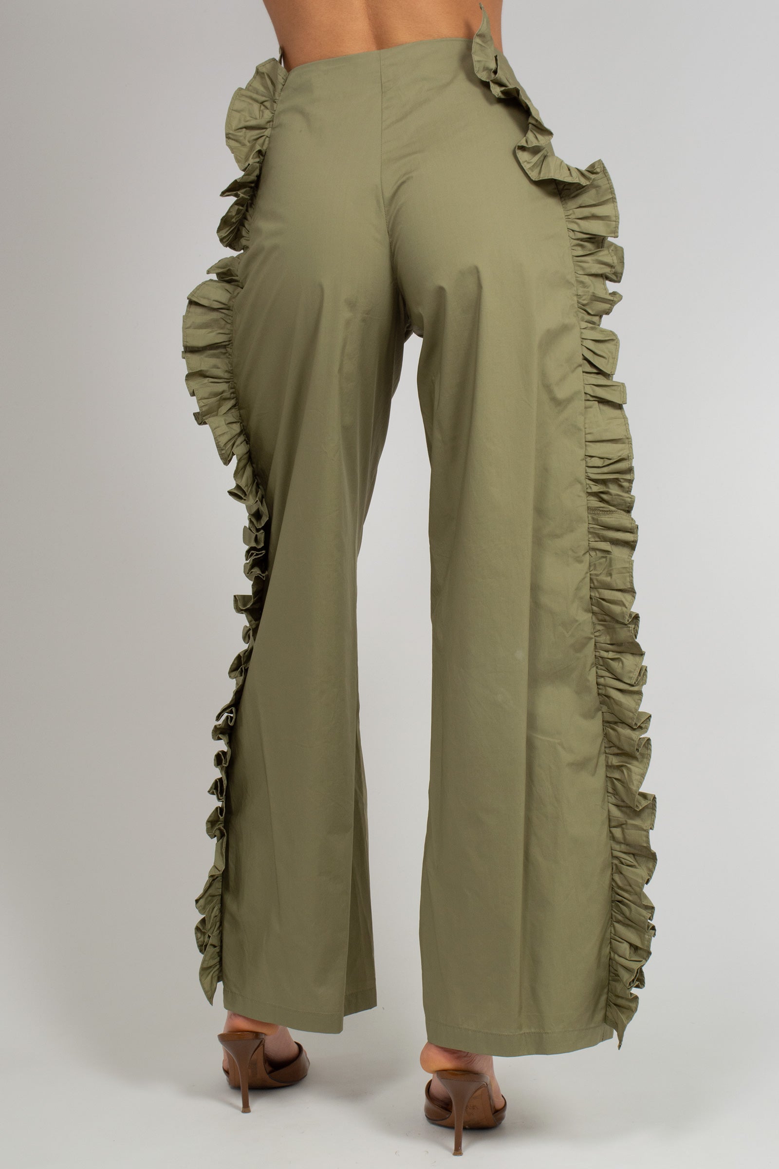 pantalone in popeline con rouche S26PL05 GN22 WEILI ZHENG 