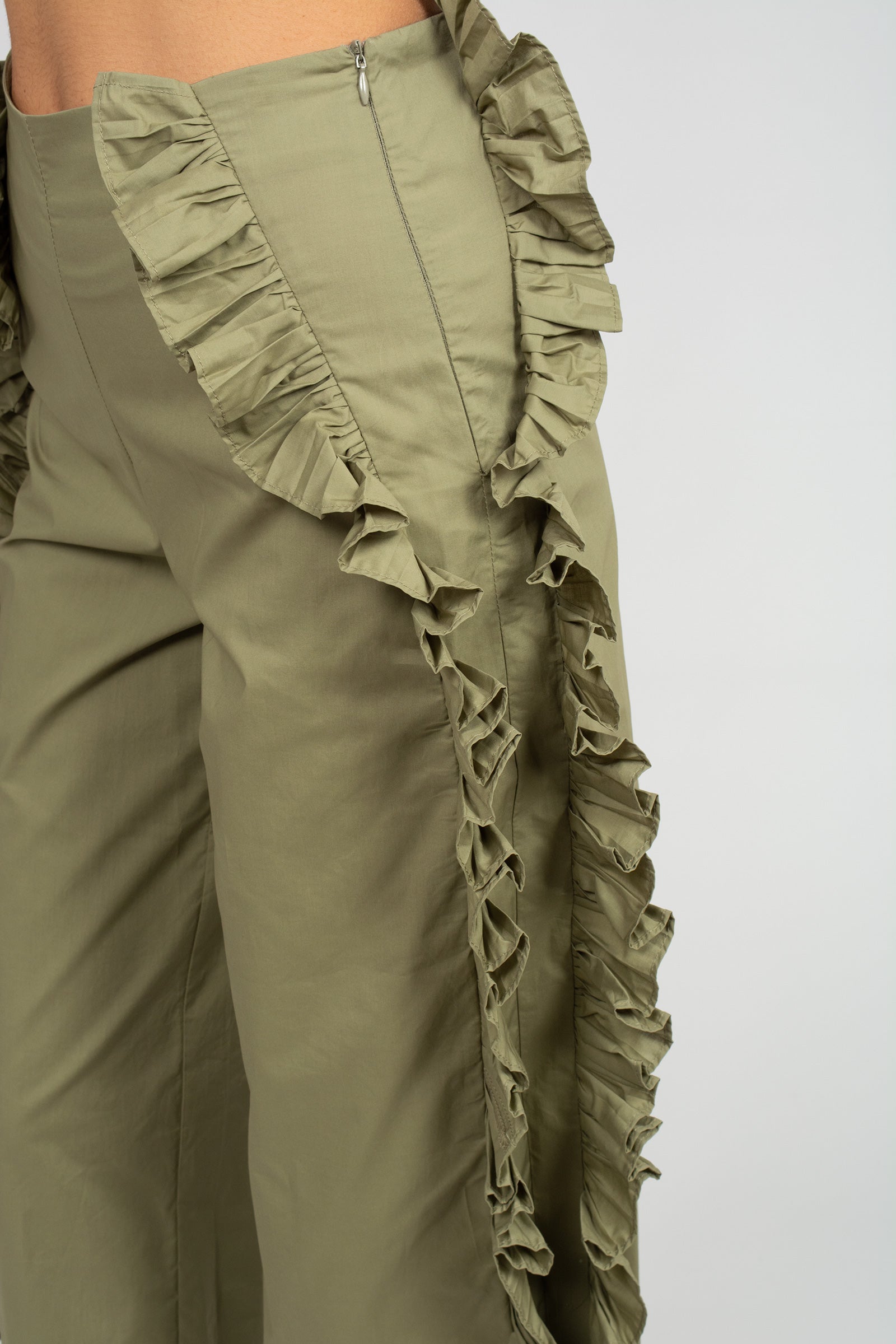 pantalone in popeline con rouche S26PL05 GN22 WEILI ZHENG 