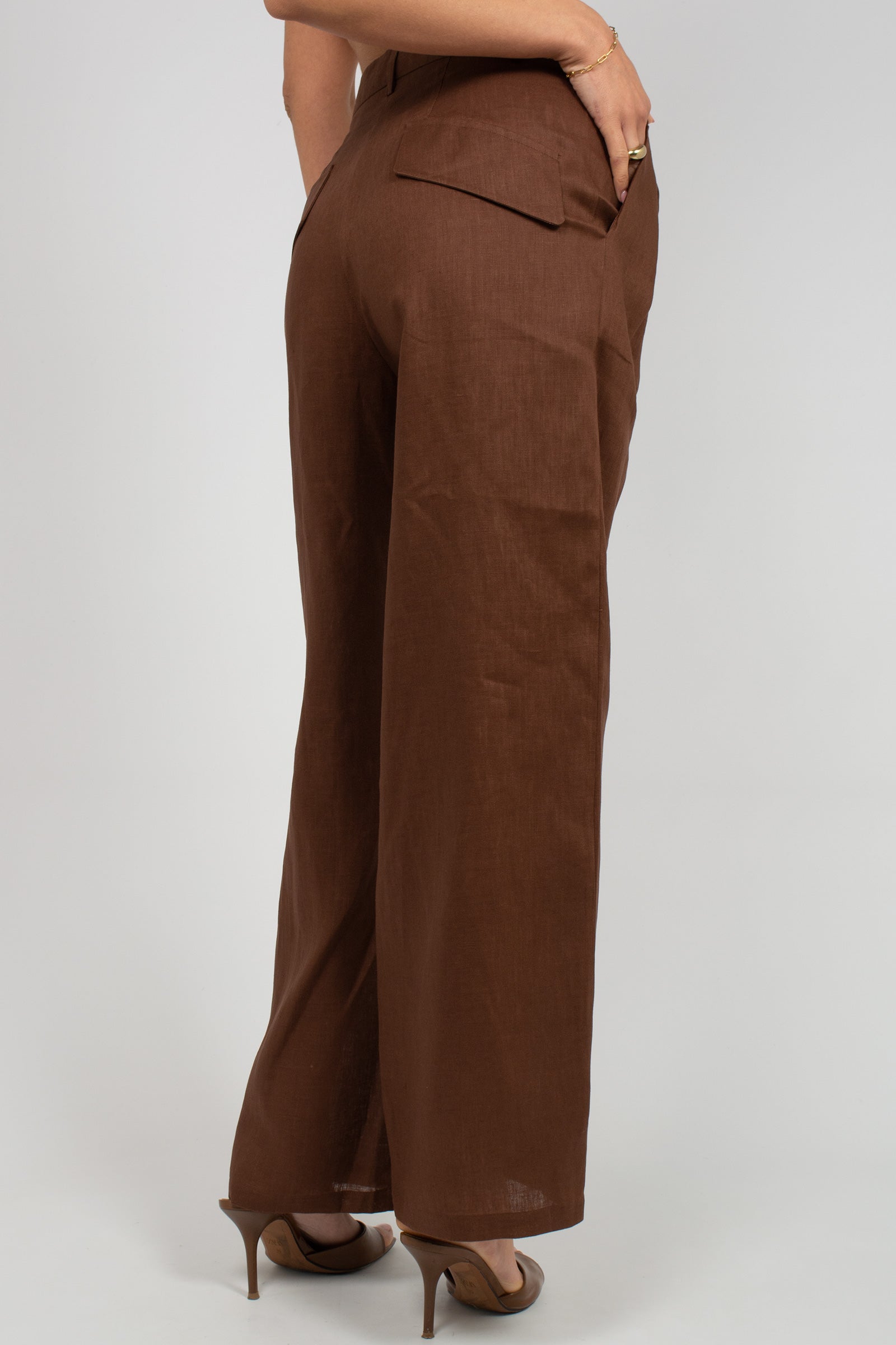 pantalone in lino con pinces S26PL11 BN25 WEILI ZHENG 