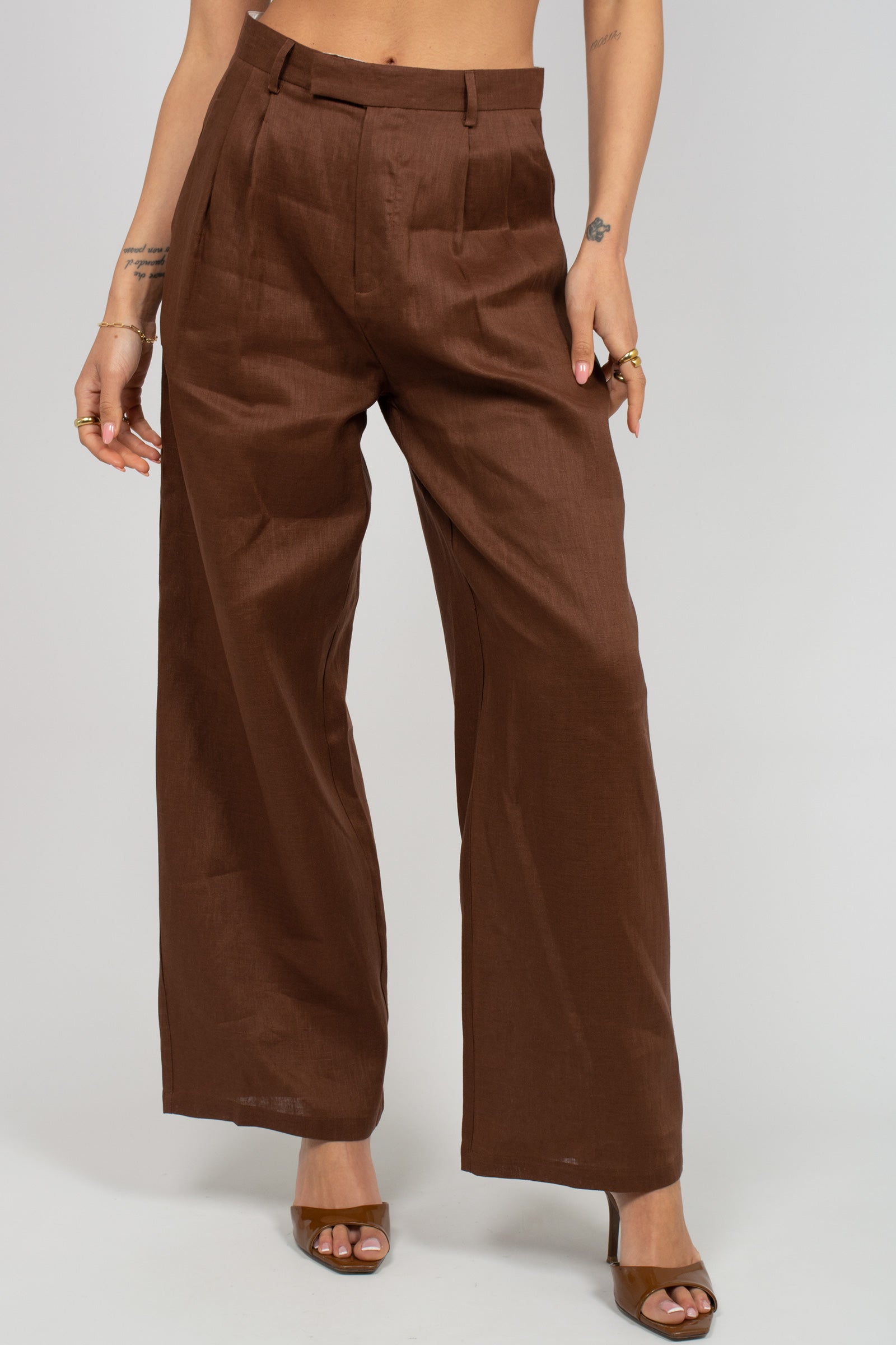 pantalone in lino con pinces S26PL11 BN25 WEILI ZHENG 