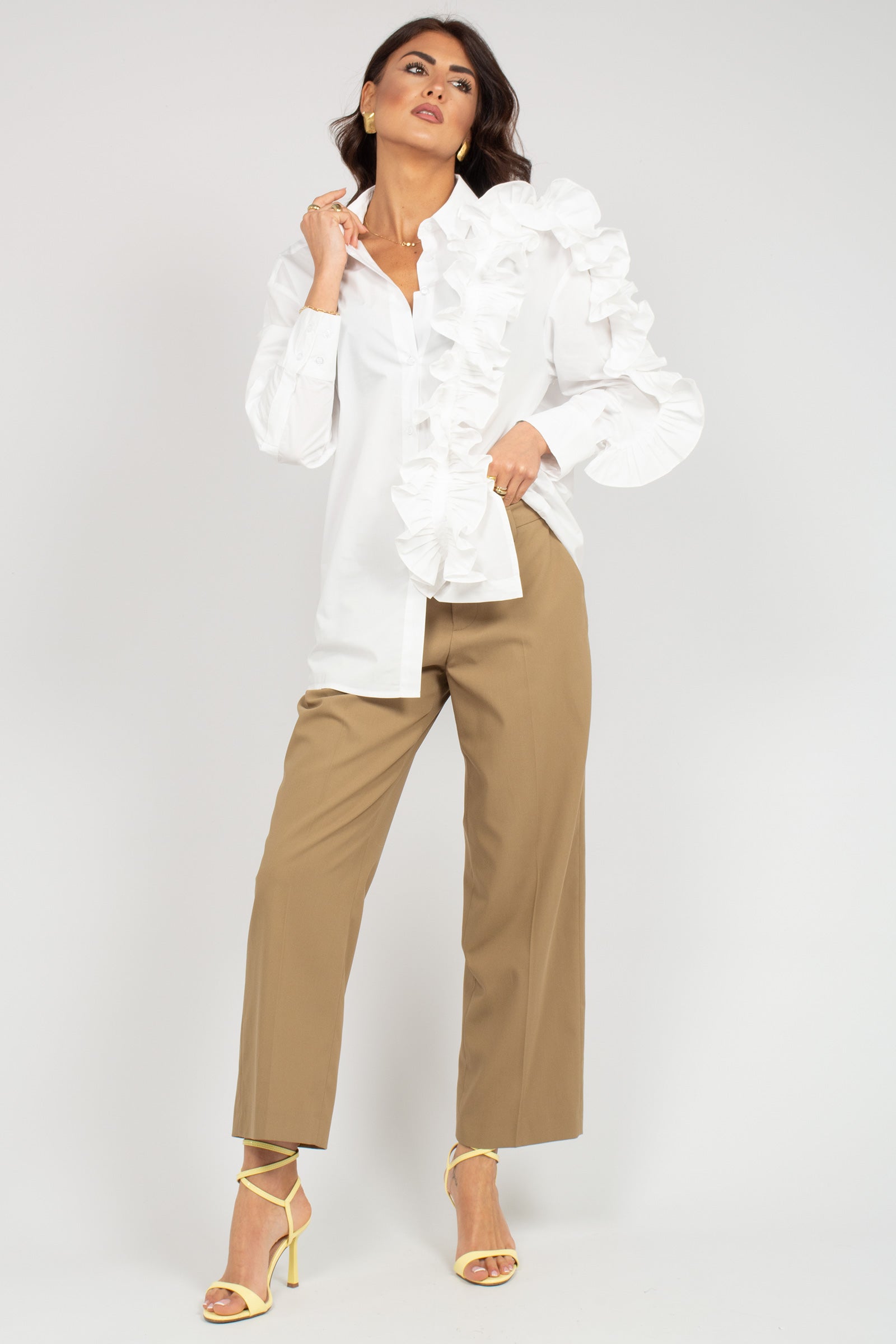 camicia in popeline di rouche S26SL16 W116 WEILI ZHENG 