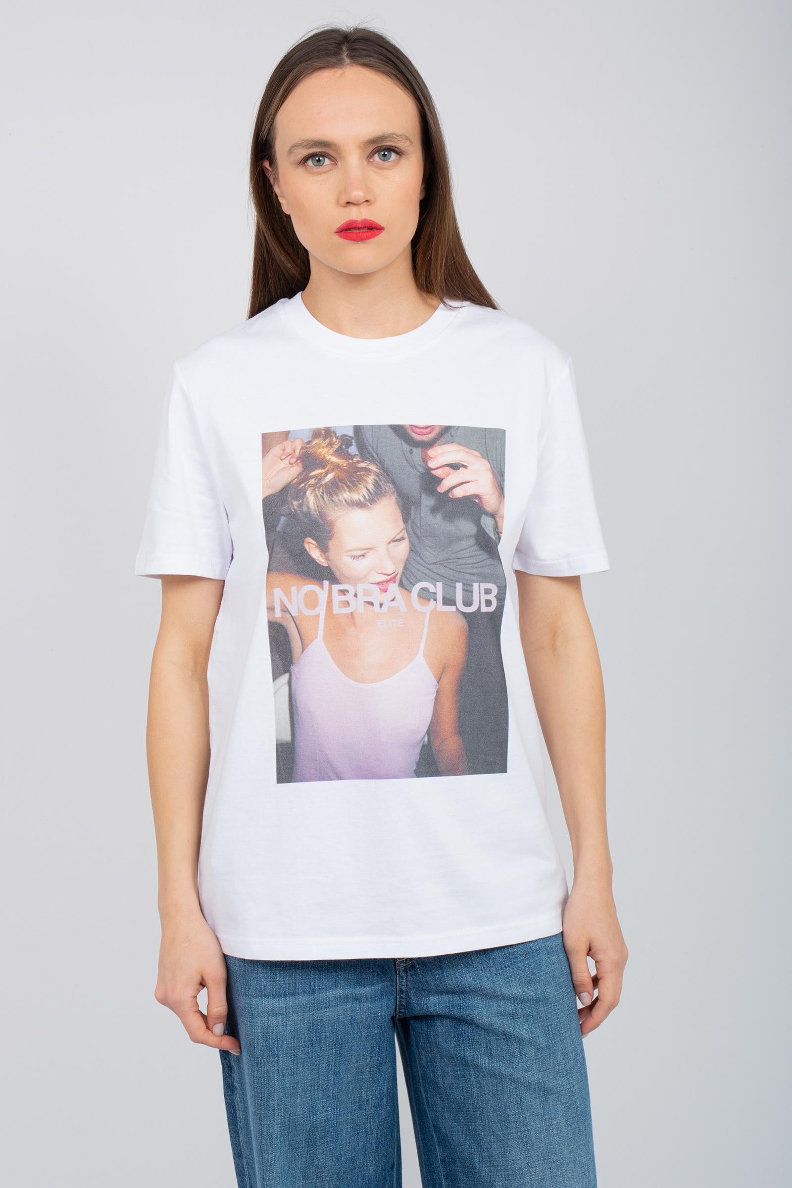 t-shirt in cotone con stampa no bra UTEE840NOKA WHT ELITE 