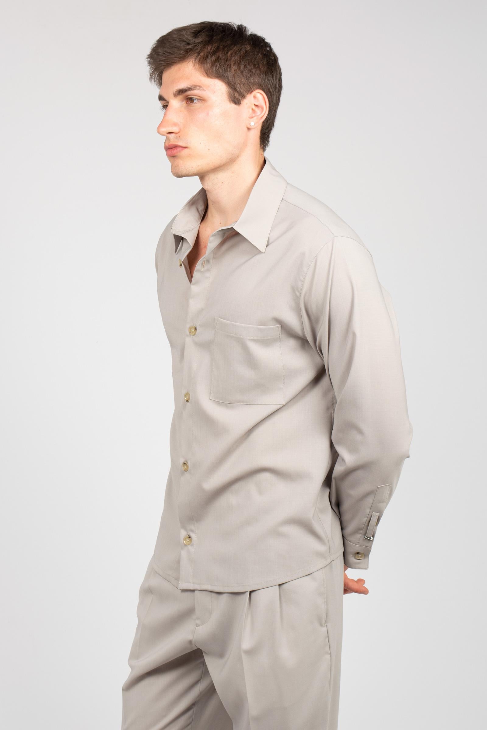 camicia in fresco lana 'blake' BLAKEMTS26 MASTICE BE ABLE 