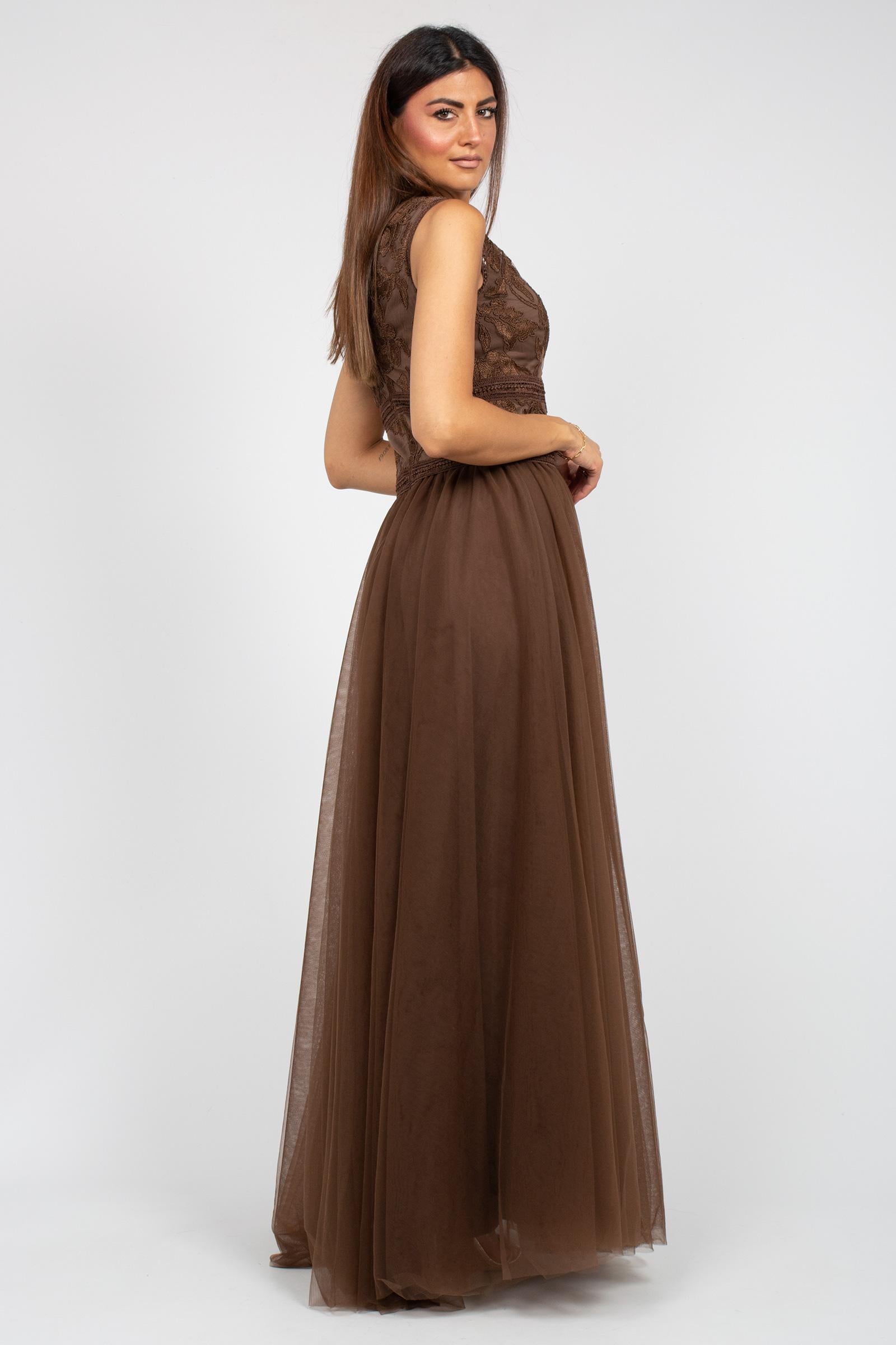 abito lungo in macrame e tulle D48EQ071ER4 00725 ERMANNO - ERMANNO SCERVINO 