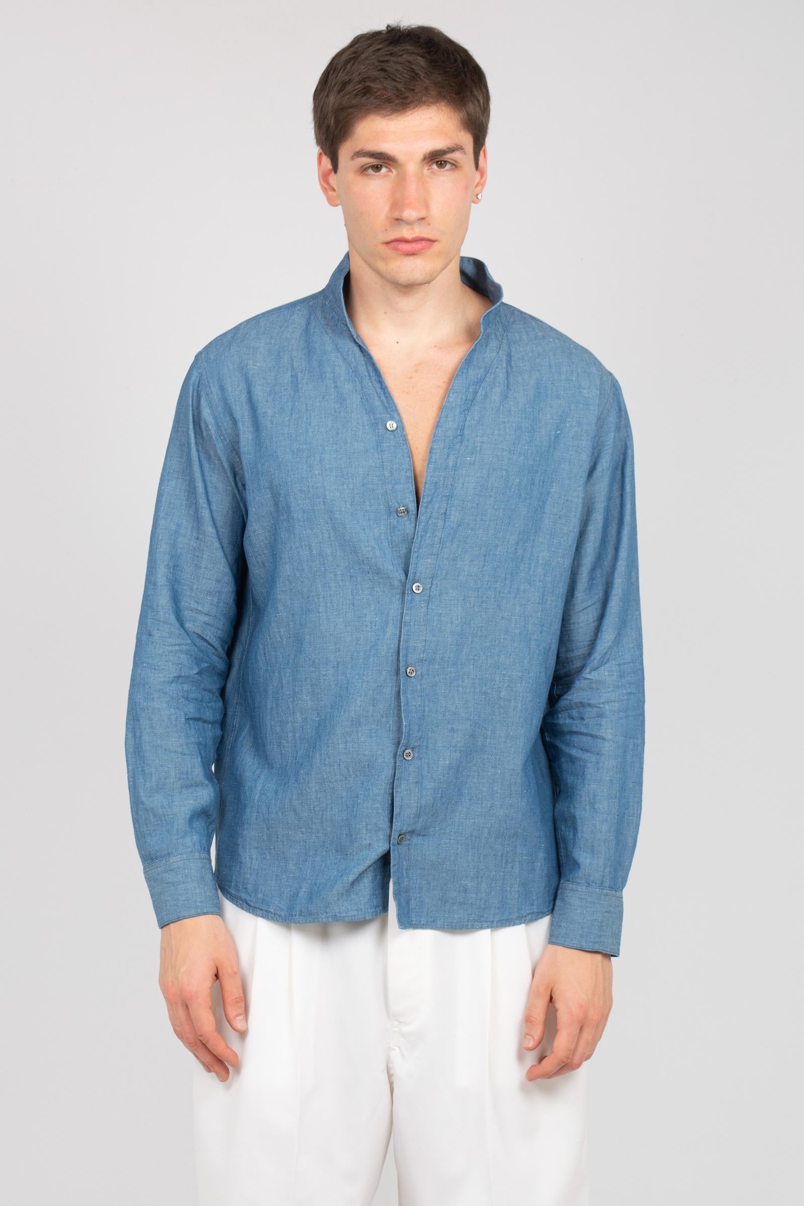camicia collo koreano in lino DS554SM1 750 DRUMOHR 