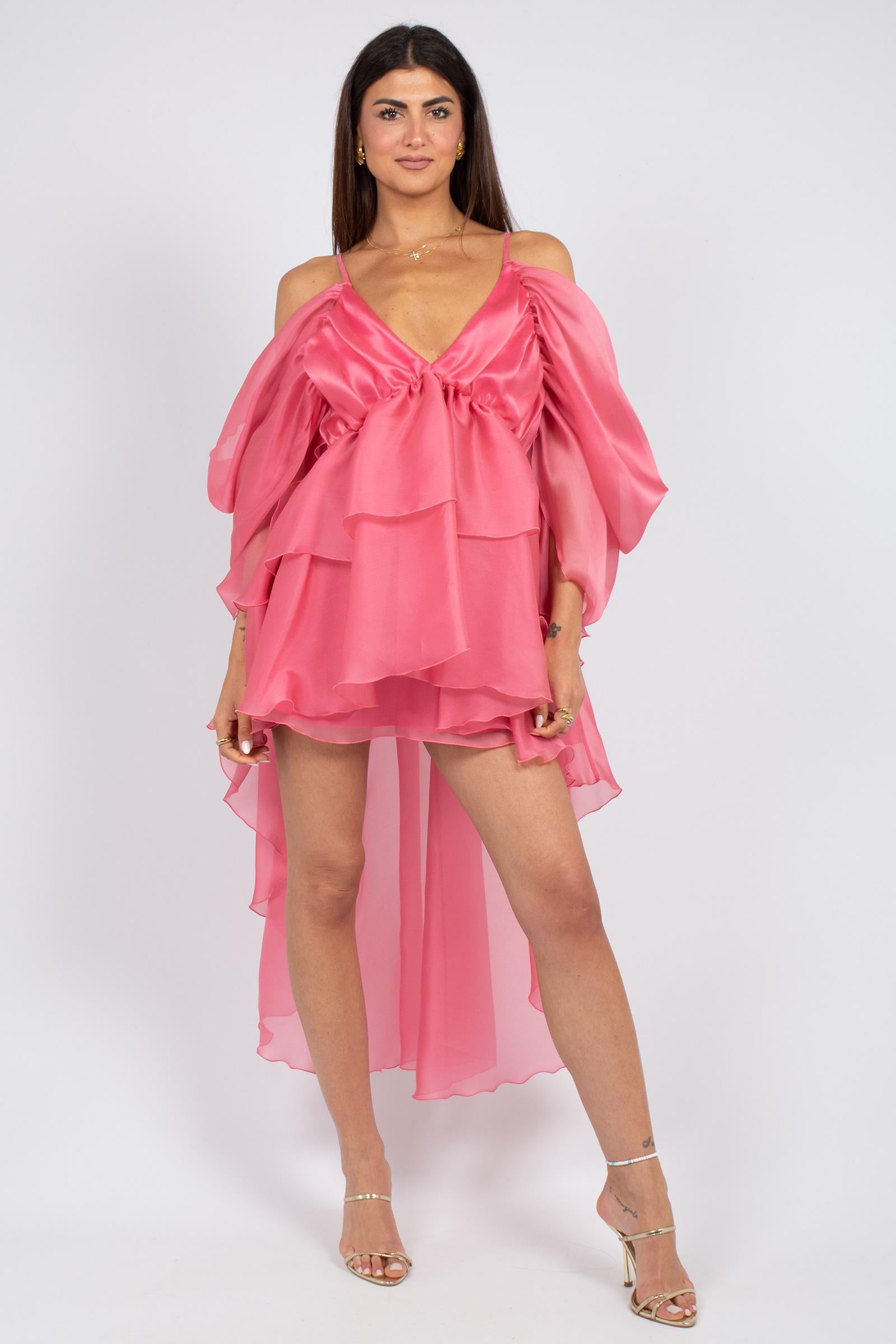 abio asimmetrico in organza MS2605 PINK MIRIAM STELLA 