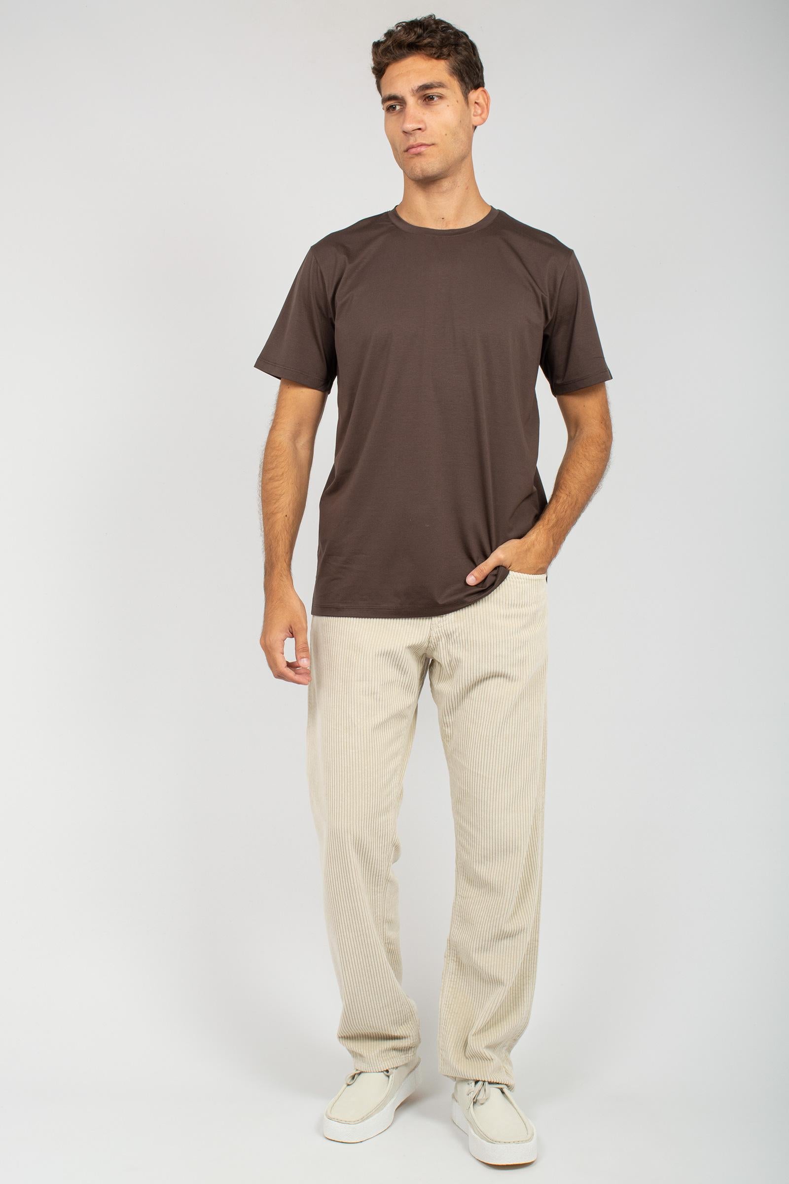 t-shirt in cotone B6F0049 MORO AMARANTO 