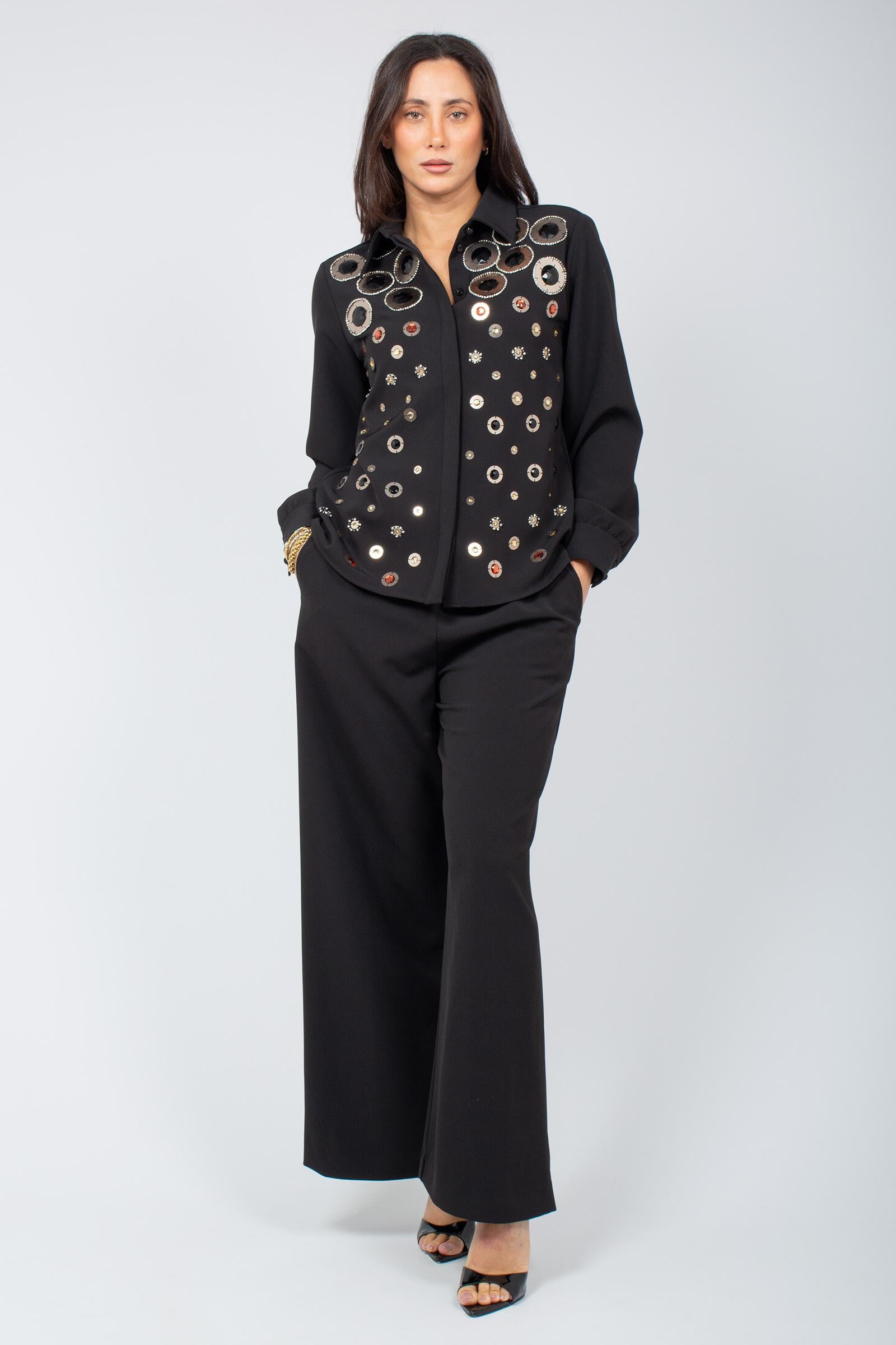 camicia in cadis con ricami disco JM556450657 20000 MALIPARMI 