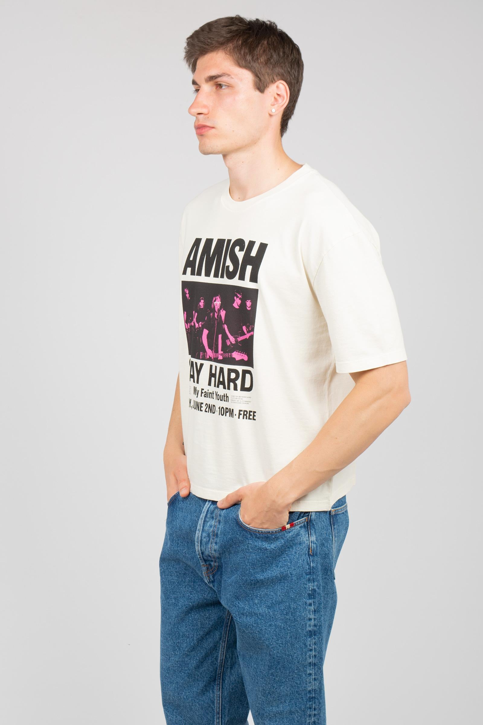 t-shirt cropped in cotone AMU144CR610569 C0087 AMISH 