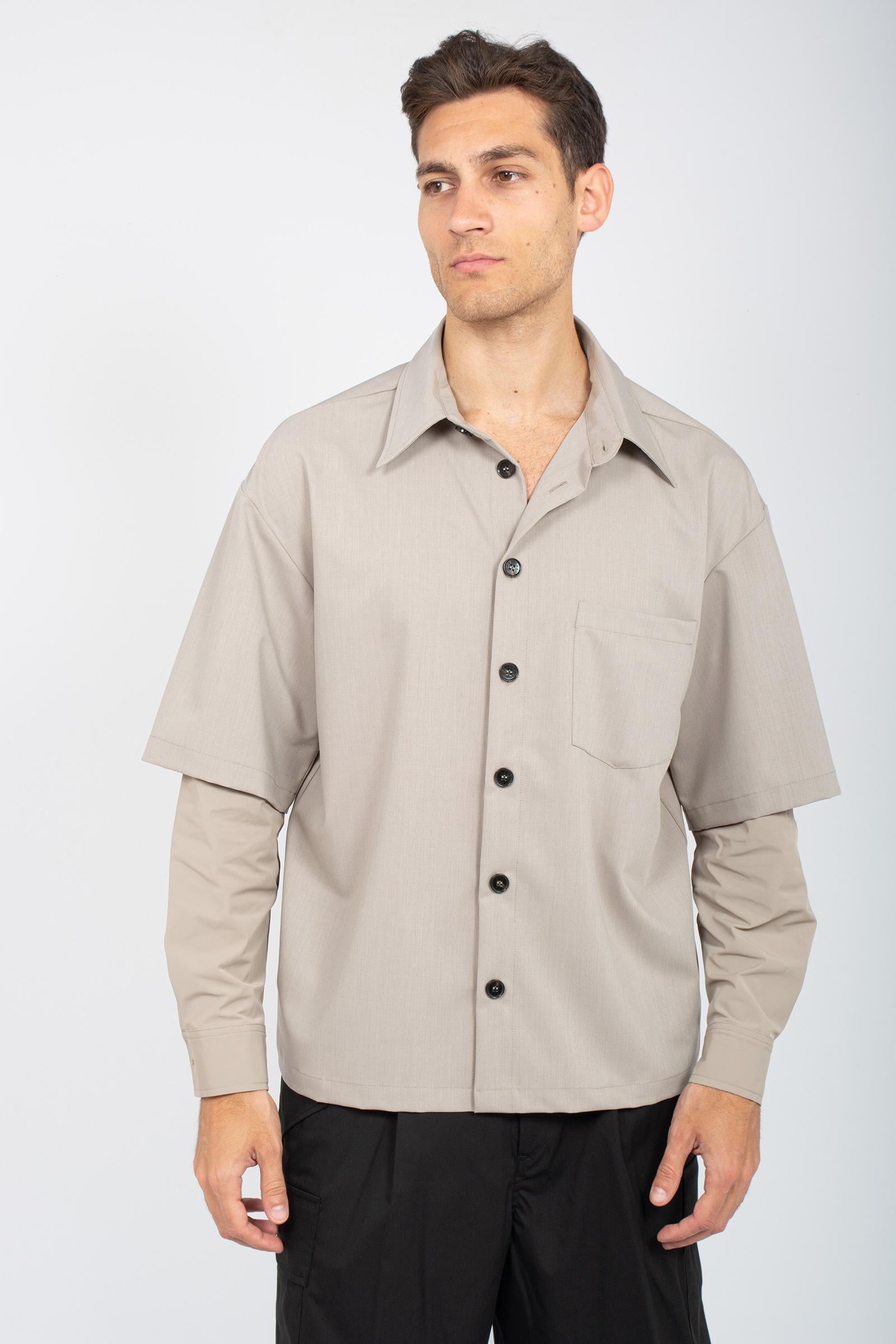 camicia con doppia manica 8158C492 BEIGE C93 