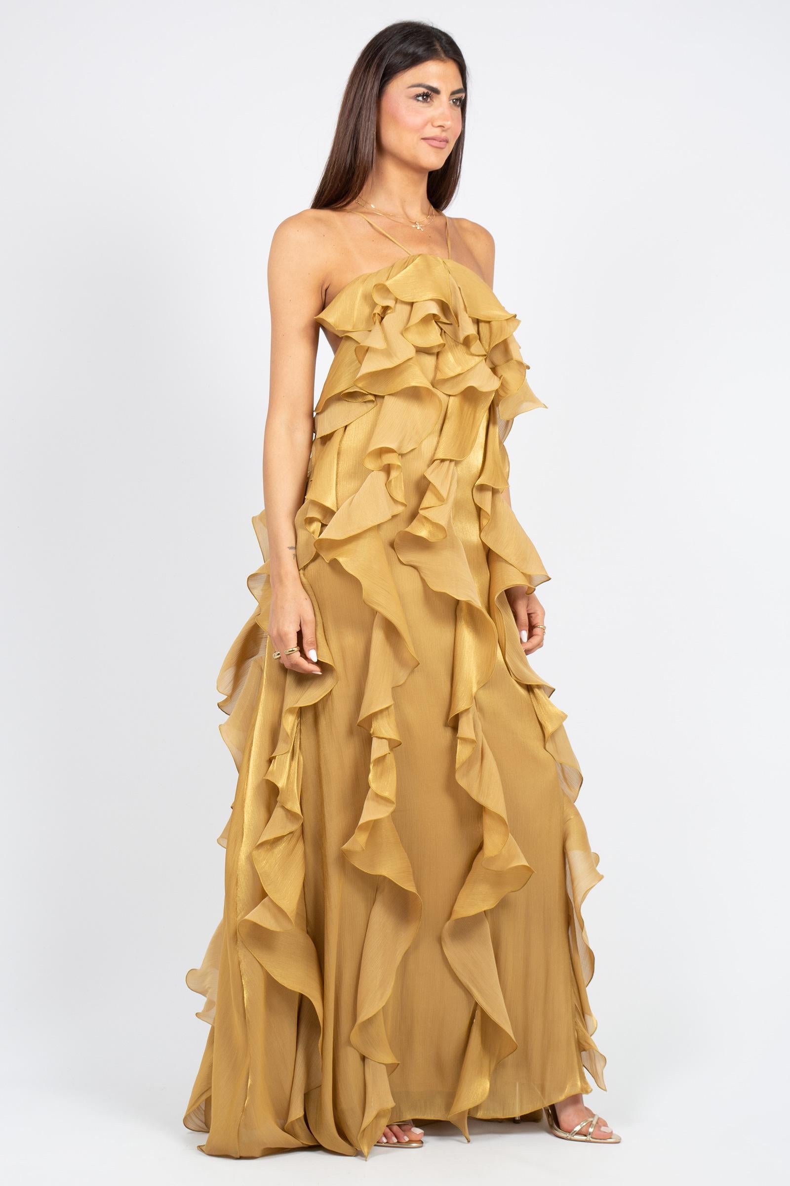 abito con rouche all over AB4113ART16159 YELLOW ACTUALEE 
