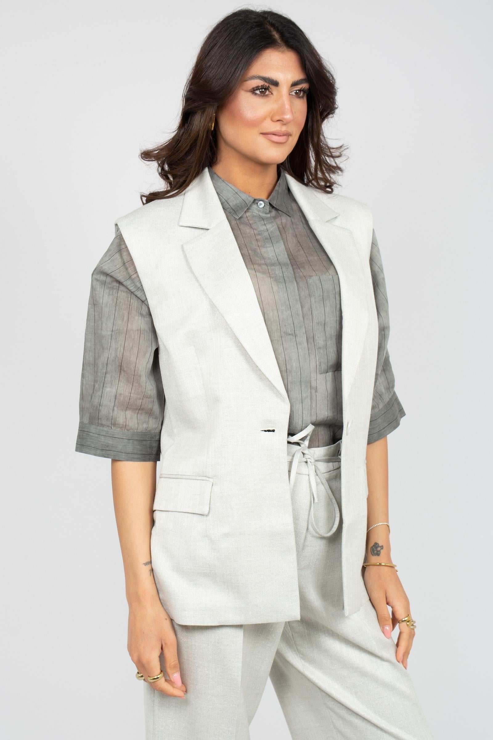 gilet in misto viscosa E26320E 03 BIANCALANCIA 