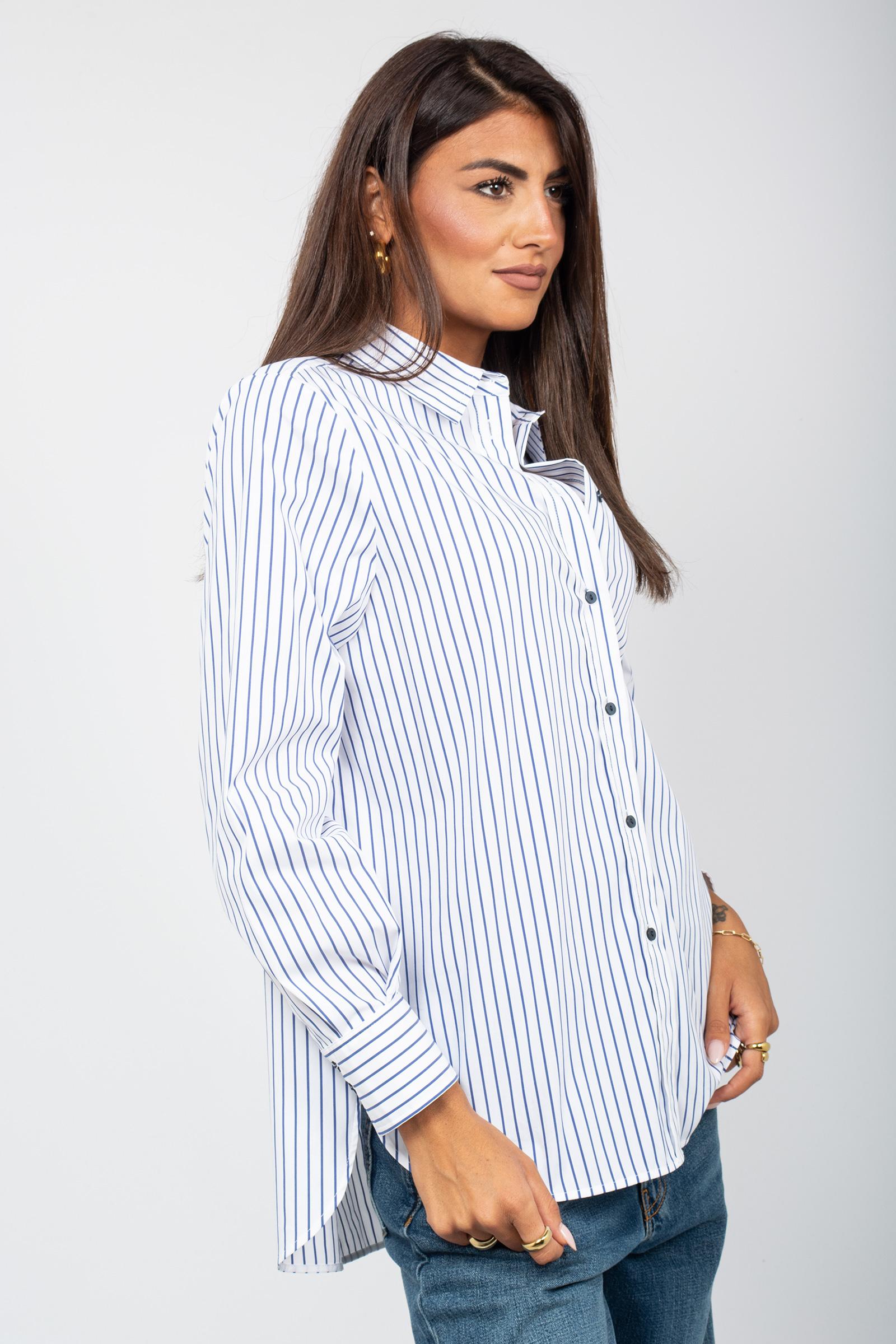 camicia a righe oversize in misto cotone 5057R002916N 01 DIANA GALLESI 