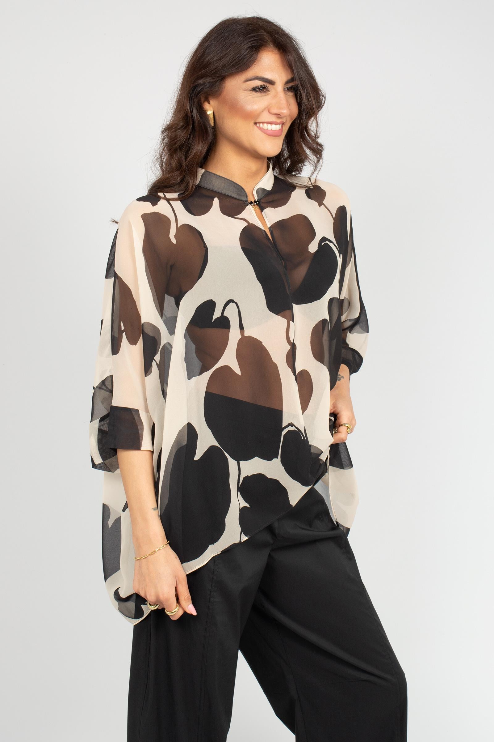 camicia oversize in georgette stampata 2226E100354N 42 DIANA GALLESI 