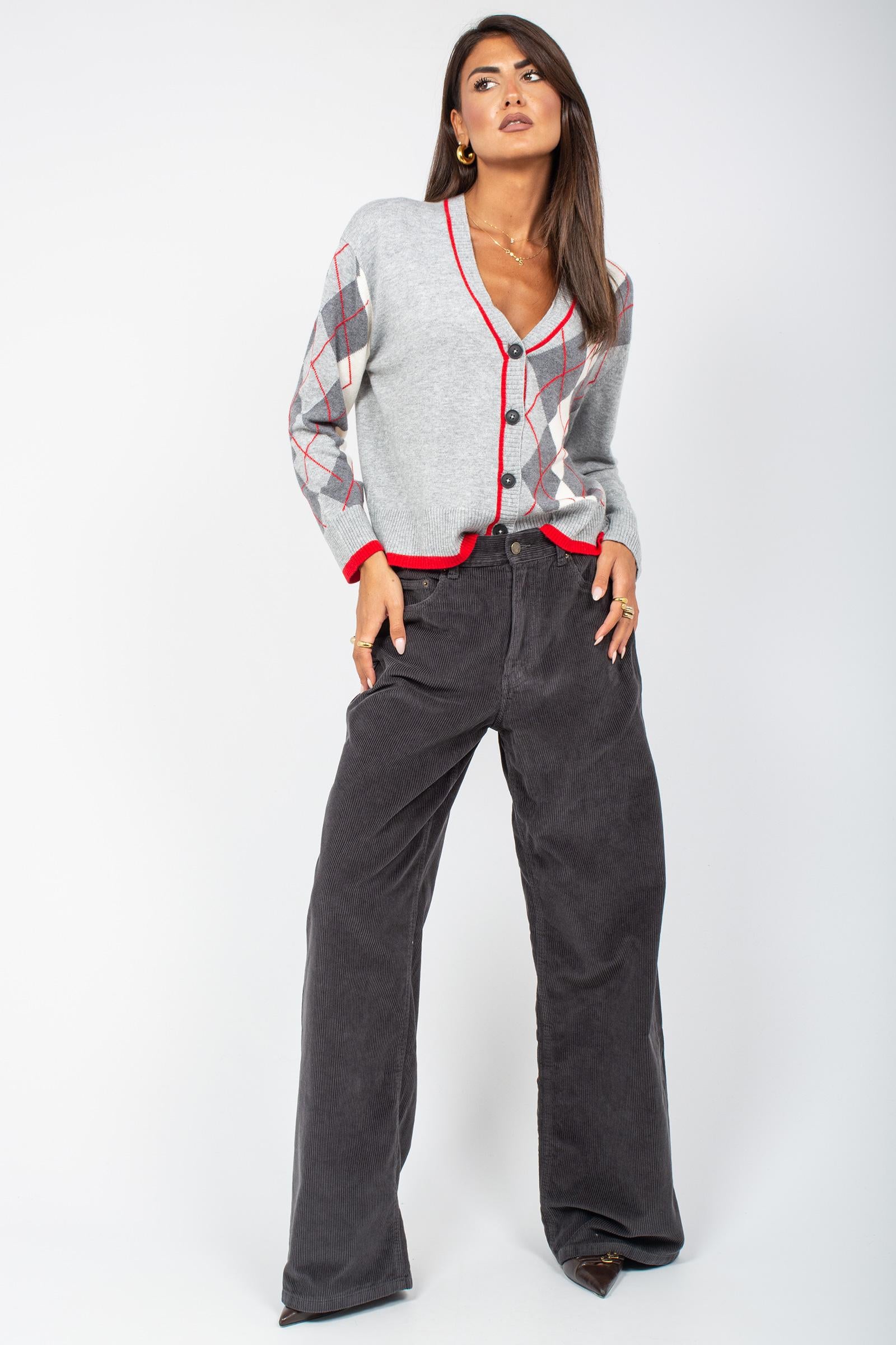 cardigan in misto lana a rombi M258J004991N C1 DIANA GALLESI 
