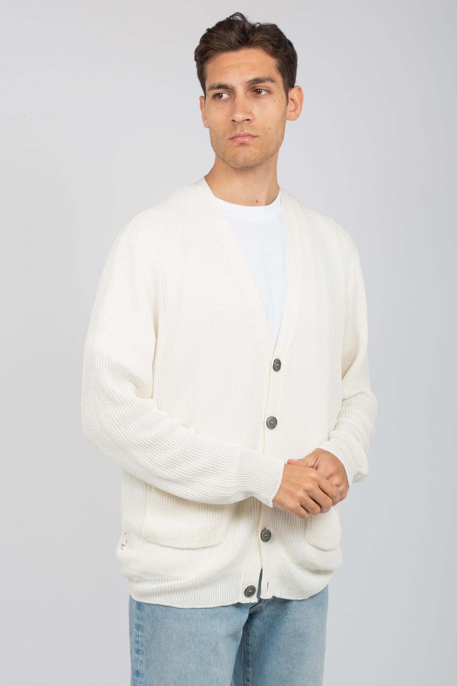 cardigan in cotone B9D0010D BIANCO AMARANTO 
