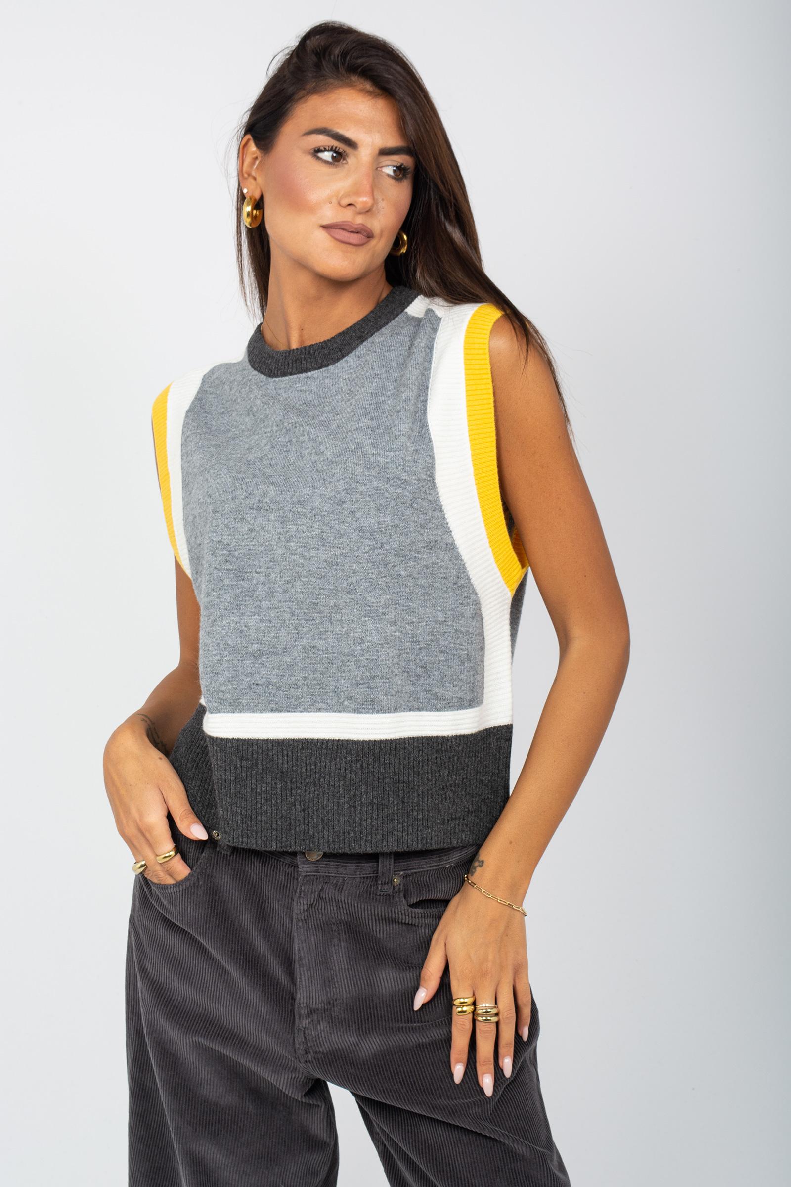 gilet colorblcok in misto lana M193J004923N B2 DIANA GALLESI 