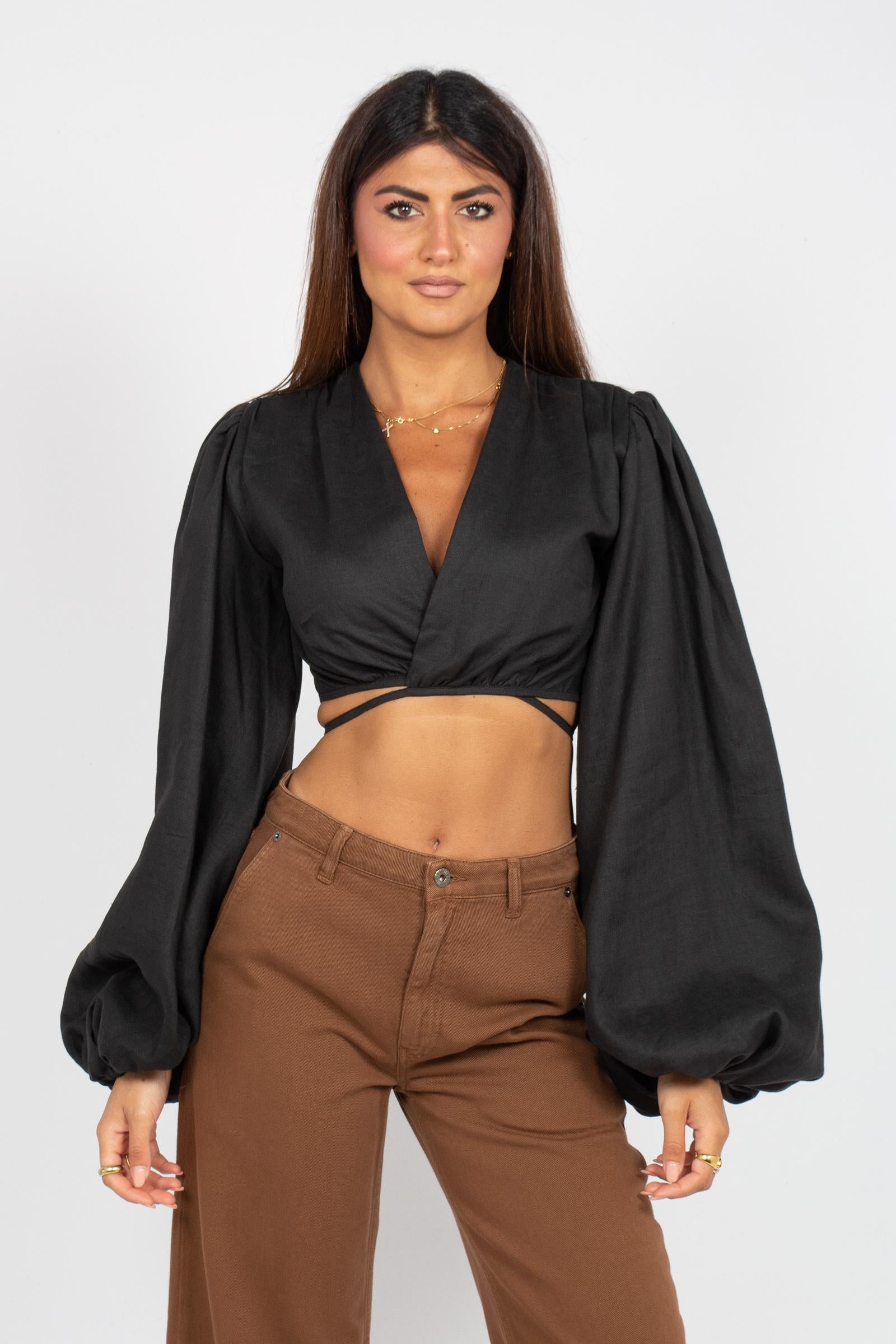 top in lino TO304ART16171 BLACK ACTUALEE 