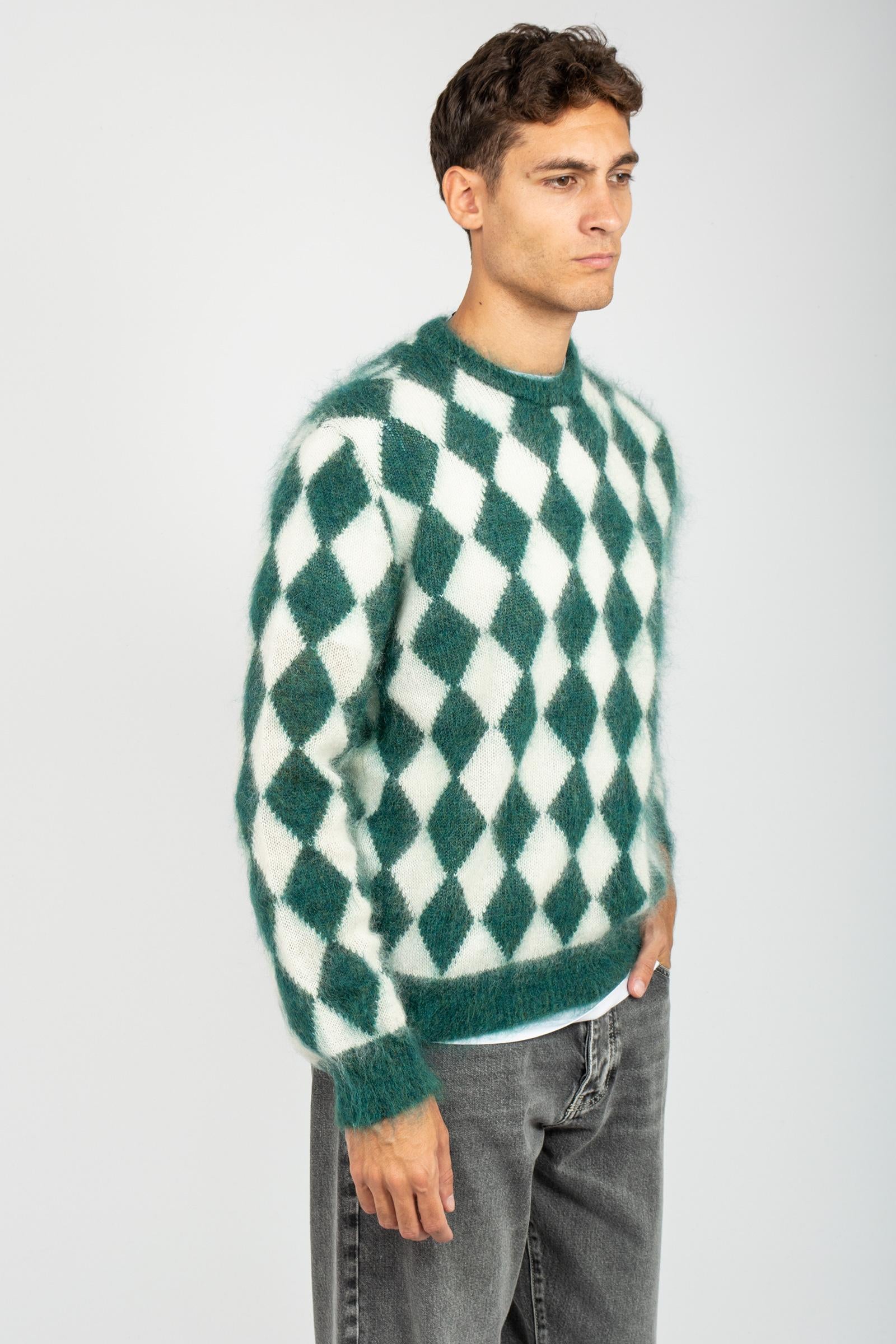 girocollo a rombi in misto mohair B9F0053 BOTTIGLIA AMARANTO 