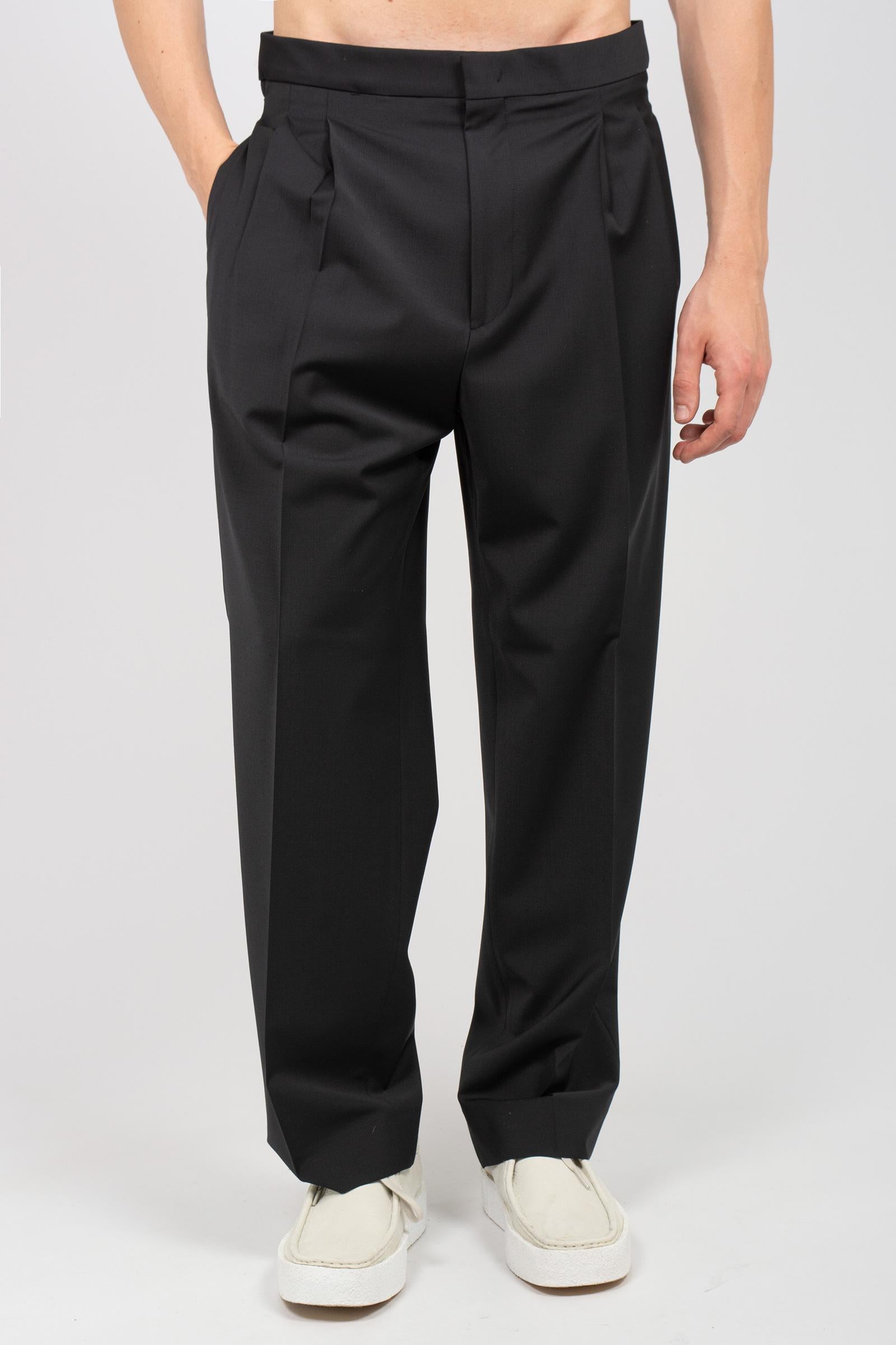 pantalone fondo 23cm in misto lana 'mat' MATTBCMS26 NERO BE ABLE 