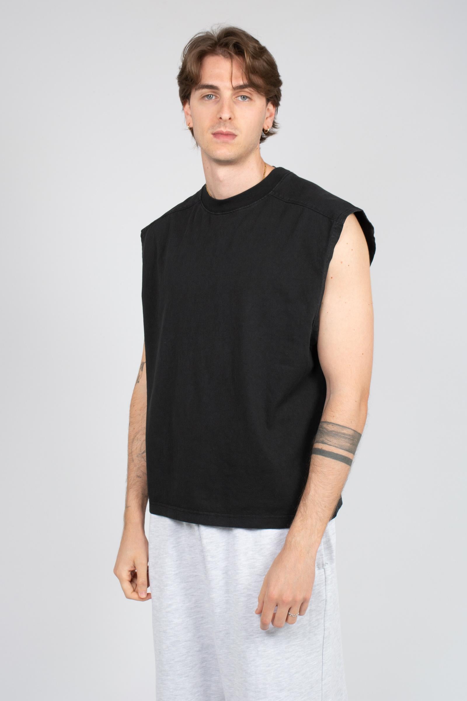 t-shirt sleeveless in cotone 26011620001 BLK NEW AMSTERDAM 