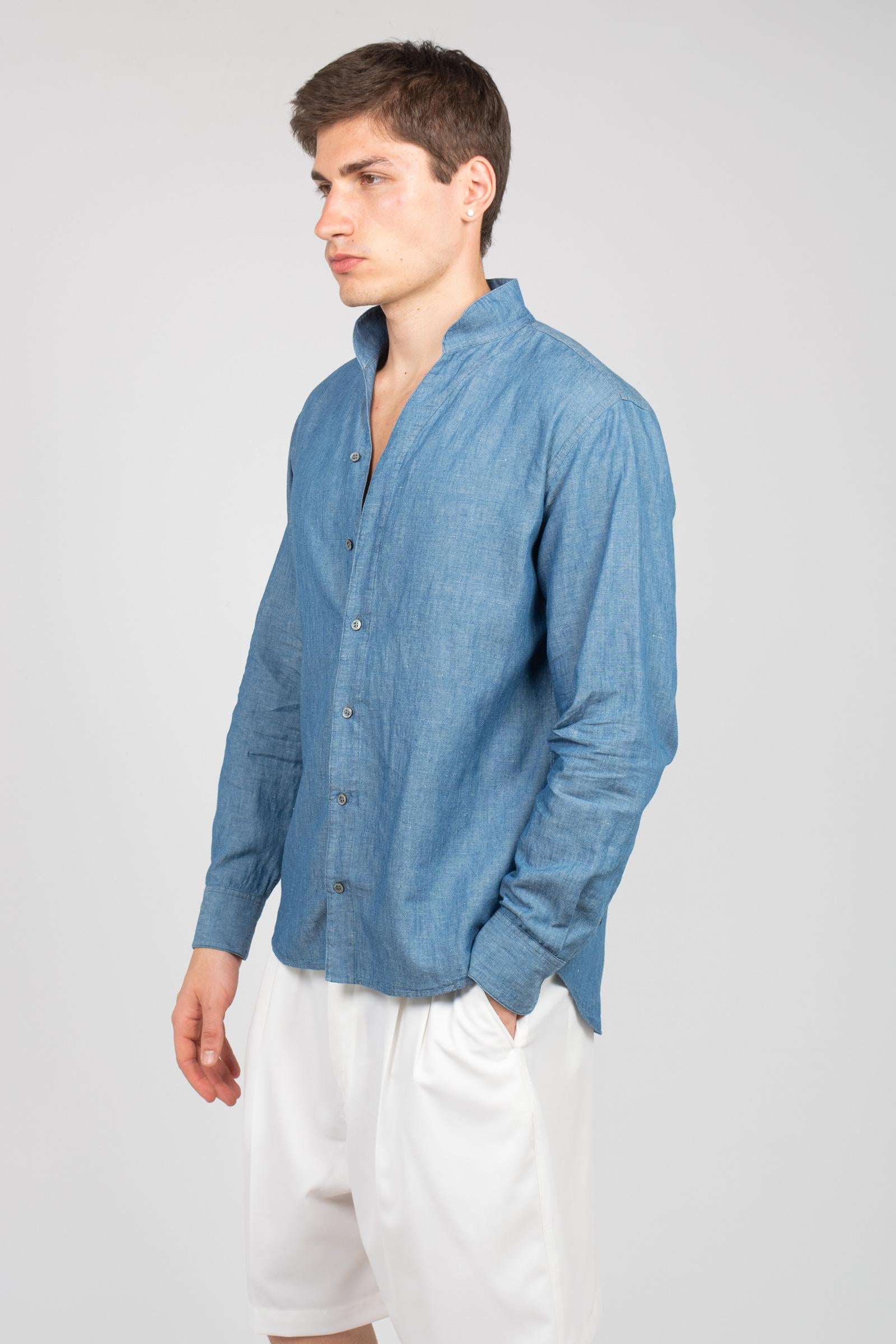 camicia collo koreano in lino DS554SM1 750 DRUMOHR 